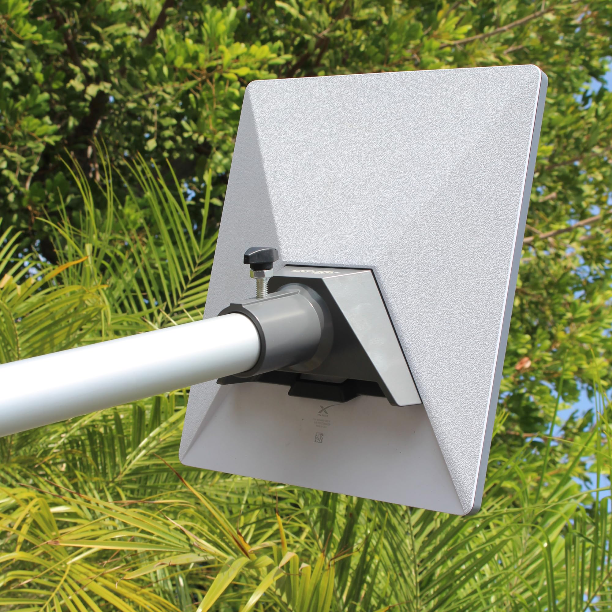 Eez Rv Products Starlink Mini Adapter With 10Ft Telescopic Pole And Rv Ladder Mounting Bracket Kit - Fits 1.0 Inch Ladder Rails