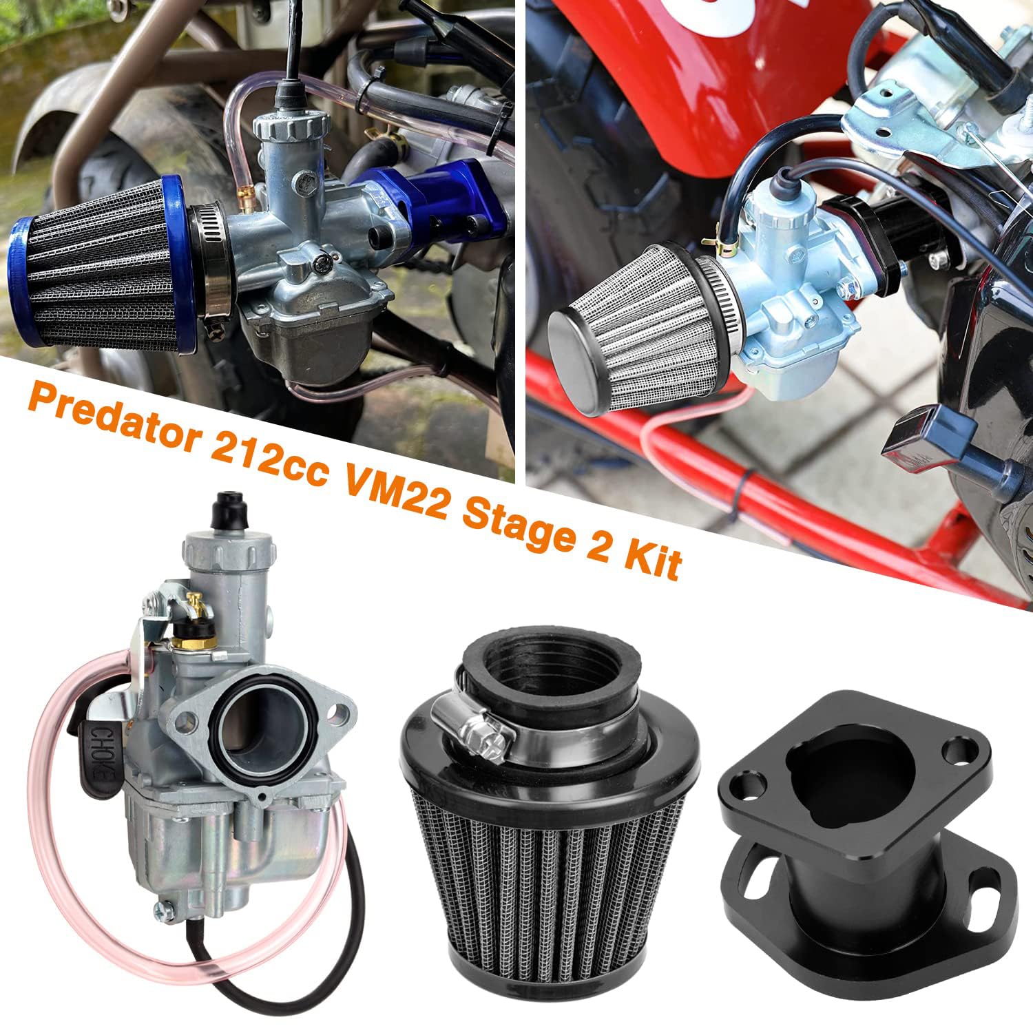FVRITO Racing VM22 Carburetor for Predator 212cc 196cc 224cc Coleman CT200U BT200X GX160 GX200 6.5hp OHV Clone Engine KT196 Baja