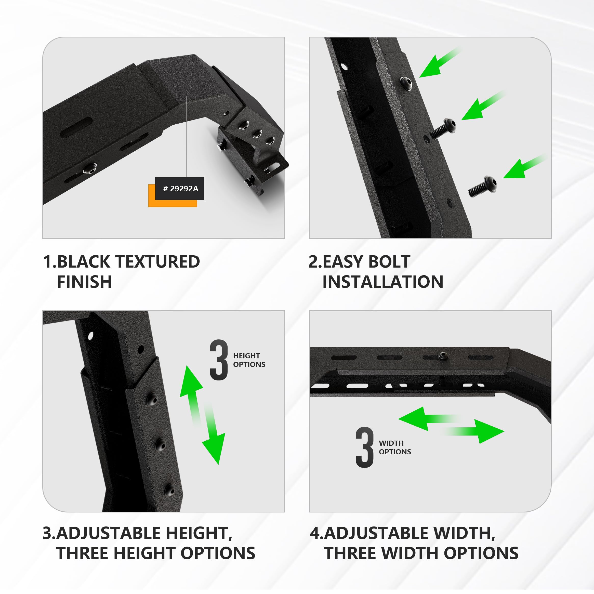 Eyouhz Overland Bed Racks Truck Cargo Carrier With 2 Light Bar Compatible For 2004-2024 Ford F150 & 2002-2024 Dodge Ram 1500 & 2007-2024 Chevy Silverado 1500 & 2007-2013 Toyota Tundra Ladder Back Rack