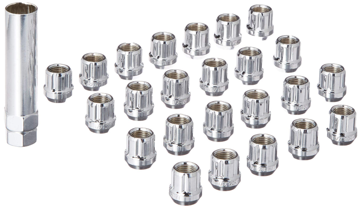 West Coast Wheel Accessories 1/2'' Open Bulge Acorn Spline Lug Nuts 0.85'' 6 Lug Install Kit Chrome
