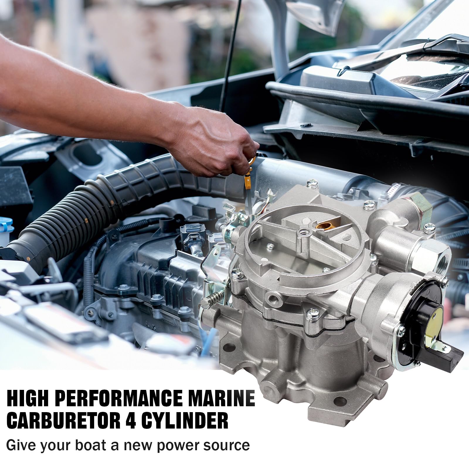 Marine Carburetor For Mercruiser 2 Barrel Carburetor For Rochester Mercarb 3.0L 2.5L 4.3L 4 Cyl 5.0L 5.7L Engine With Electric Choke Jets Gaskets & Short & Long Linkage, Oem #3310-864940A01, 8M0045397