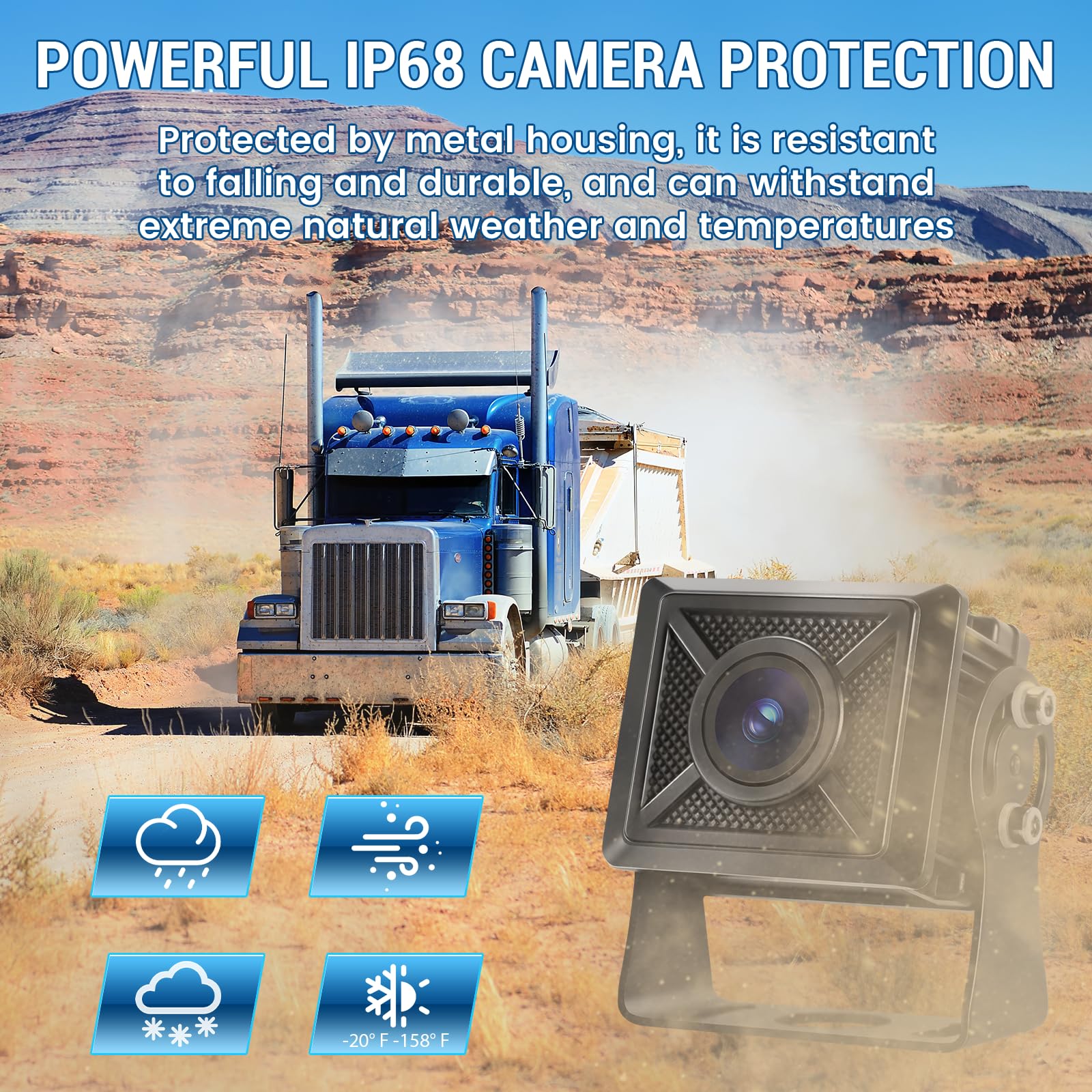 Wired Backup Camera With 7'' Touch Screen Monitor, Rear View Camera System For Truck/Rv/Trailer/Tractor, Colorful Night Vision&1