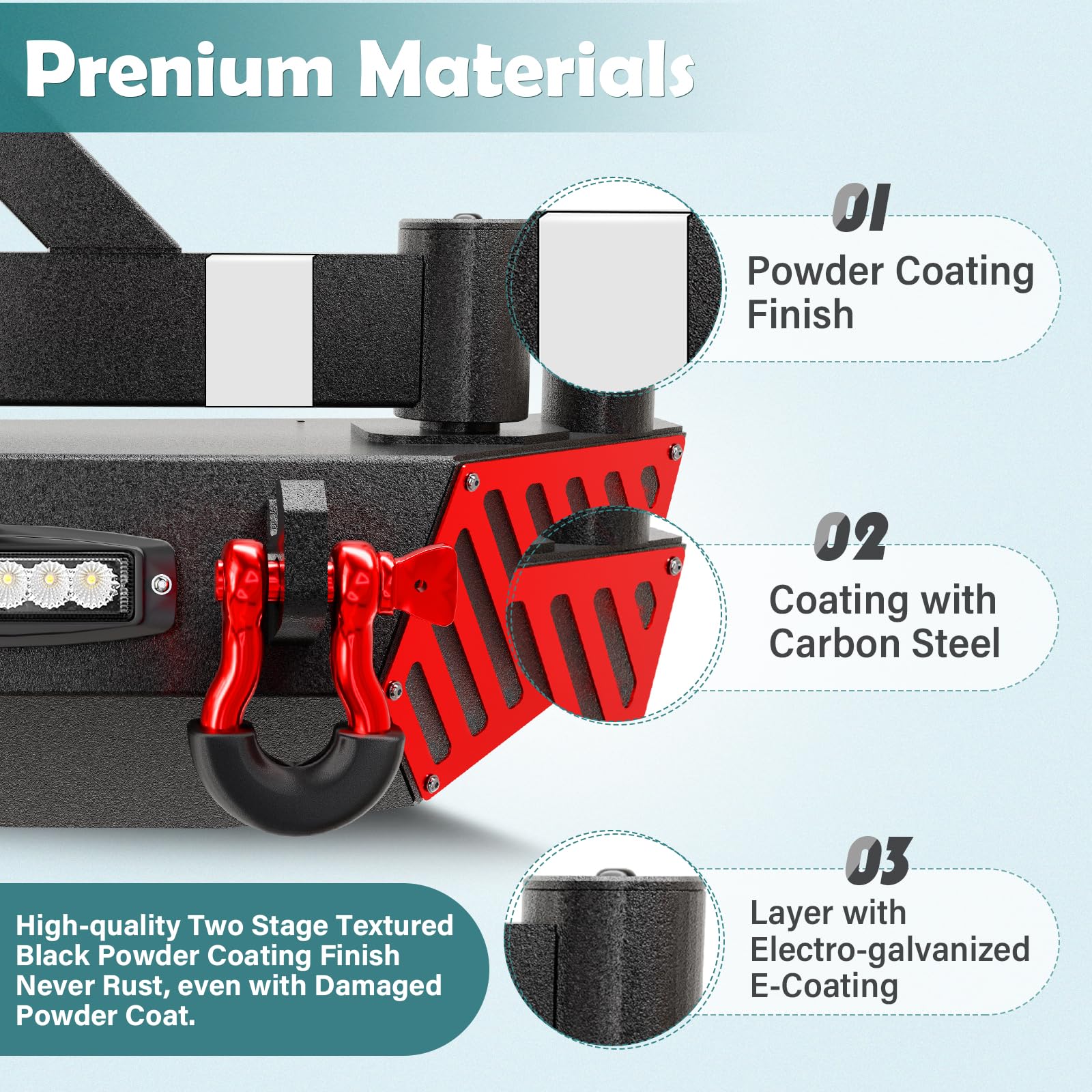 Yzona Rear Bumper With Spare Tire Carrier Compatible With 2007-2018 Jeep Wrangler Jk Jku Unlimited (2/4 Doors) Off-Road Bumper With Paintable Armor, Led Lights, 2' Hitch Receiver & D-Rings, Black