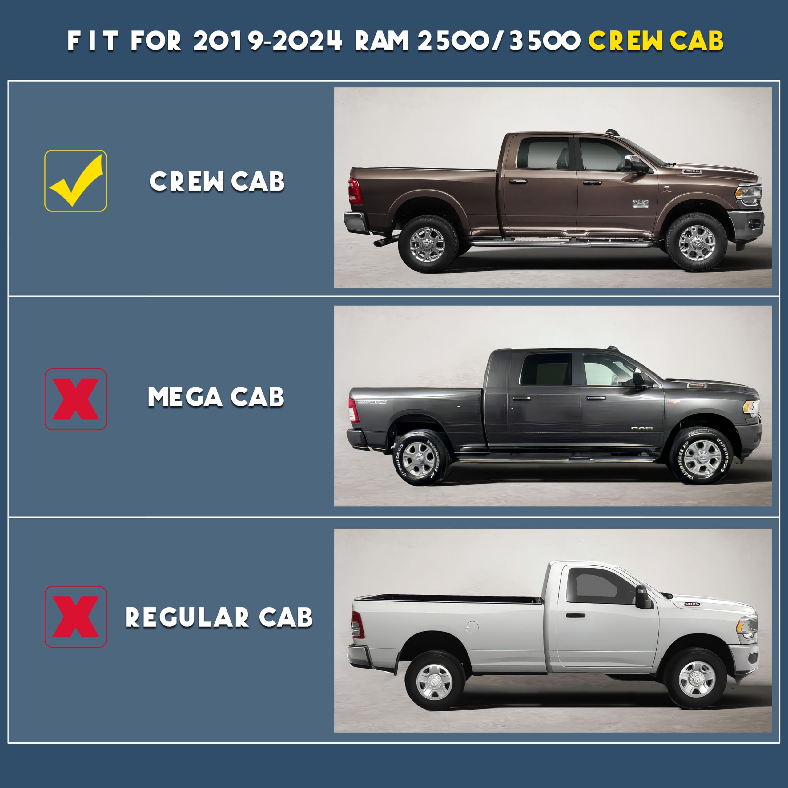 Karpal Floor Mats Fit For 2019-2024 Ram 2500/3500 Crew Cab (1St Row Bucket Or Bench Seats), Tpe Rubber All Weather Protection Fl