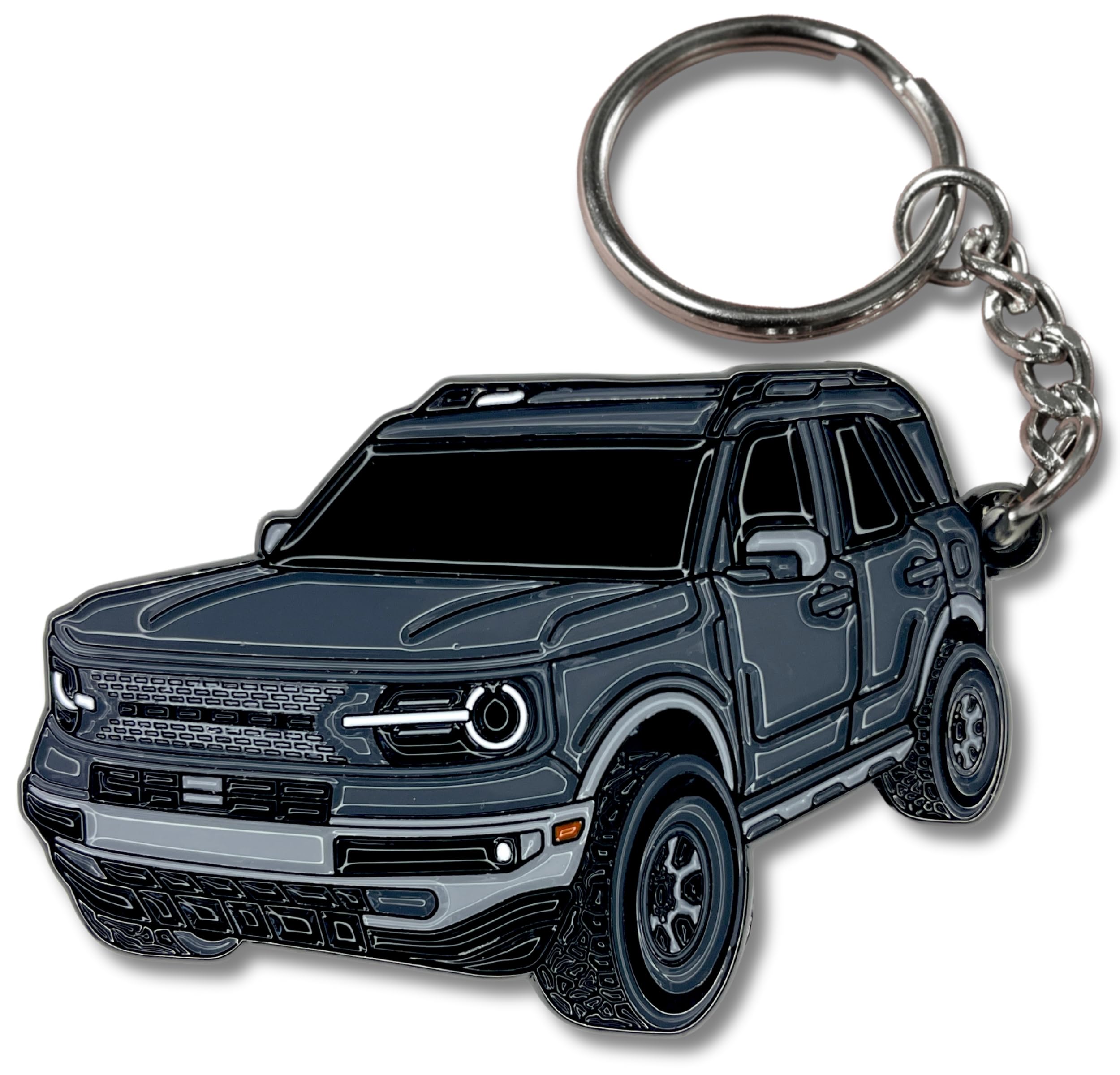 Four Wheel Beast Bronco Sport Keychain Compatible With Ford Bronco Accessories 2023 2024 4 Door Key Chain (Carbonized Gray)