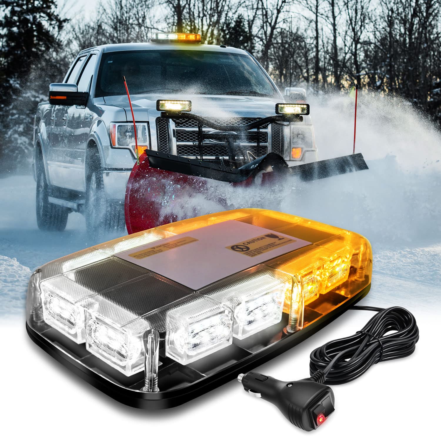 Nilight 12 Inch Roof Top Strobe Lights, 48Led Hazard Light Emergency Safety Warning Led Flashing Light Bar Magnetic Mount, 12V-2