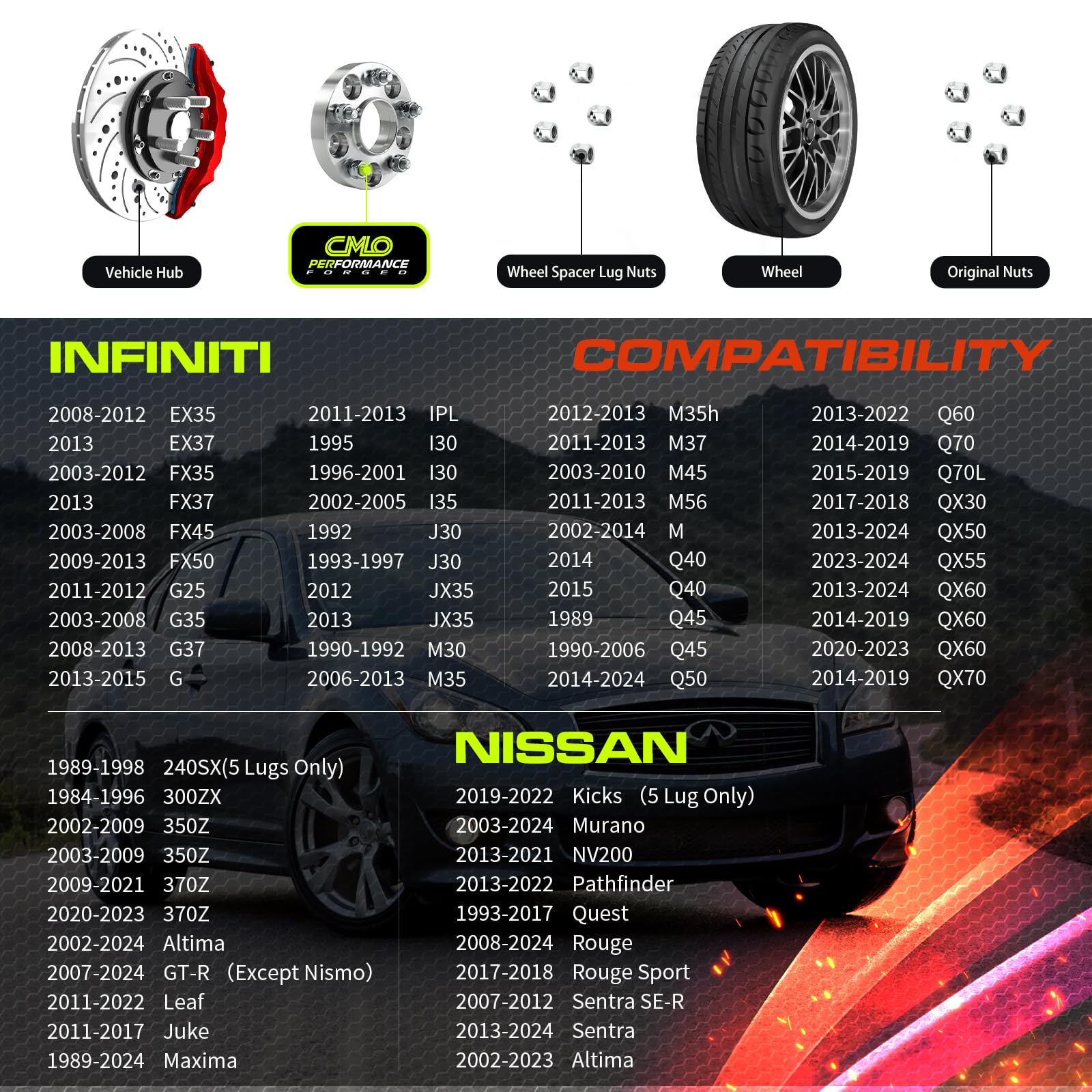 Customadeonly 20Mm Wheel Spacers 5X114.3 For 240Sx 350Z 370Z 300Zx Gtr Murano Maxima Sentra Compatible For Infiniti G35 G37 Q60,