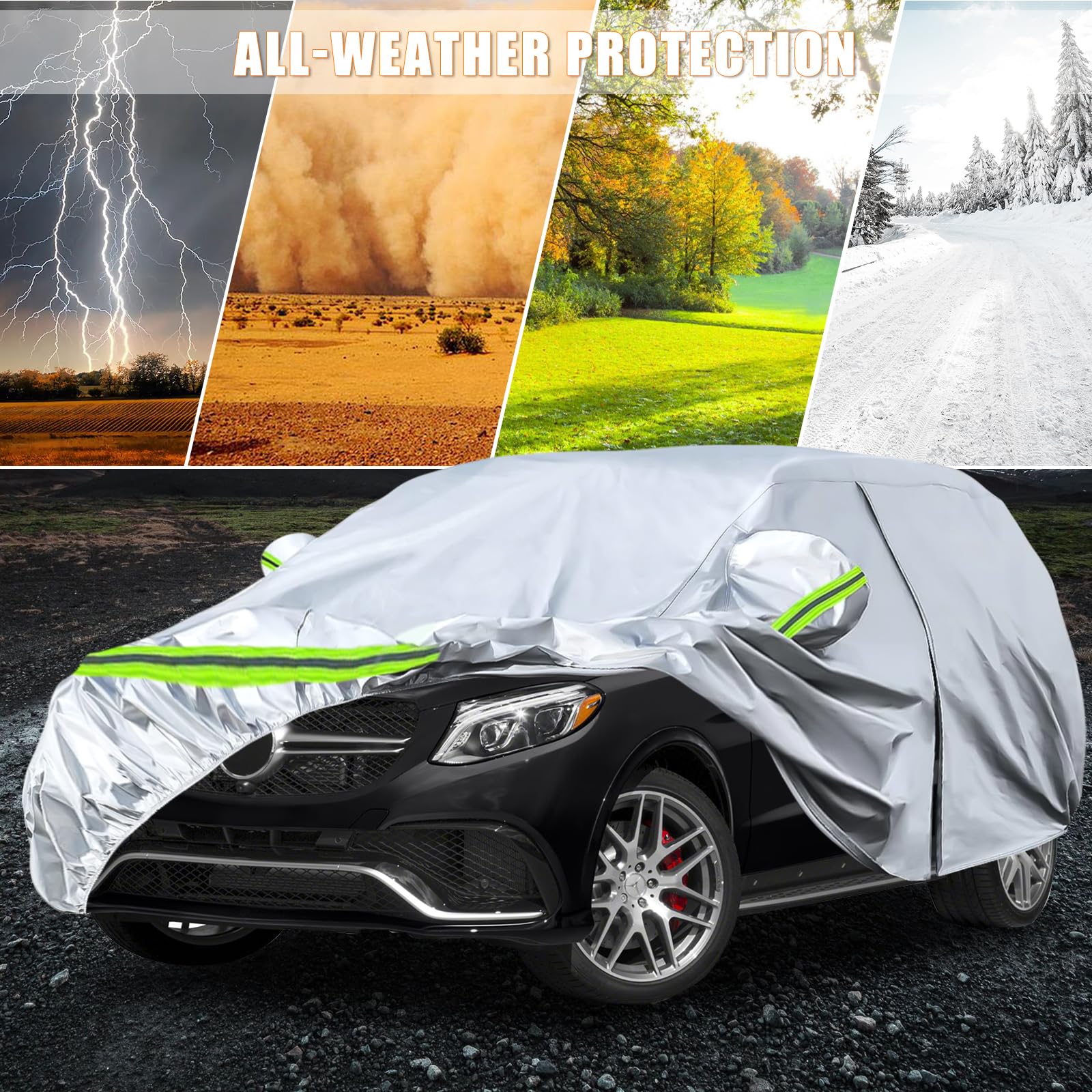 Waterproof Car Covers Replace For 2006-2025 Mercedes Benz Ml/Gle Class 280 300 320 350, 6 Layers Silver All Weather Car Cover Wi