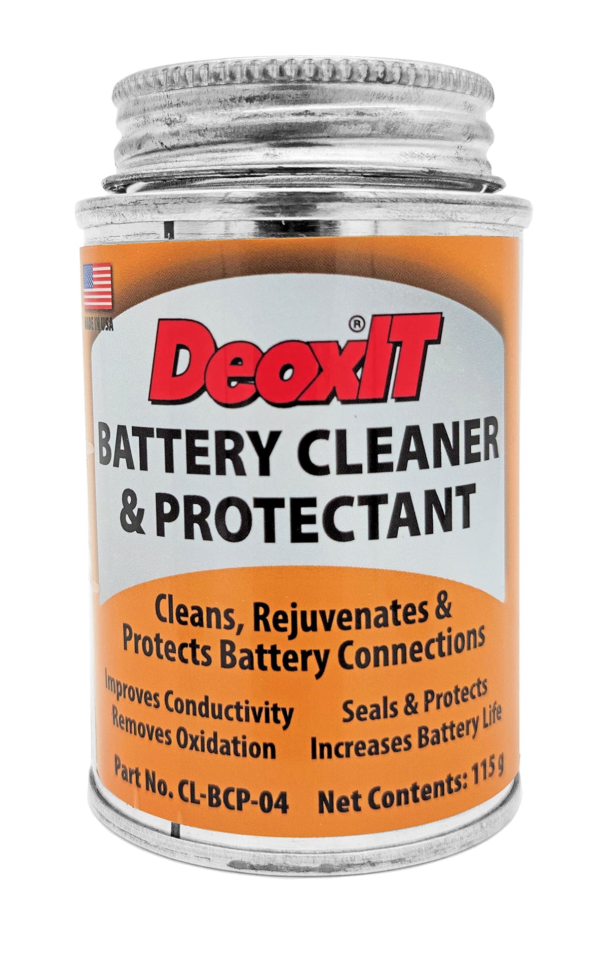Caig DeoxIT Battery Cleaner & Protectant with Brush Lid, 4 oz brush can, 2-Pack