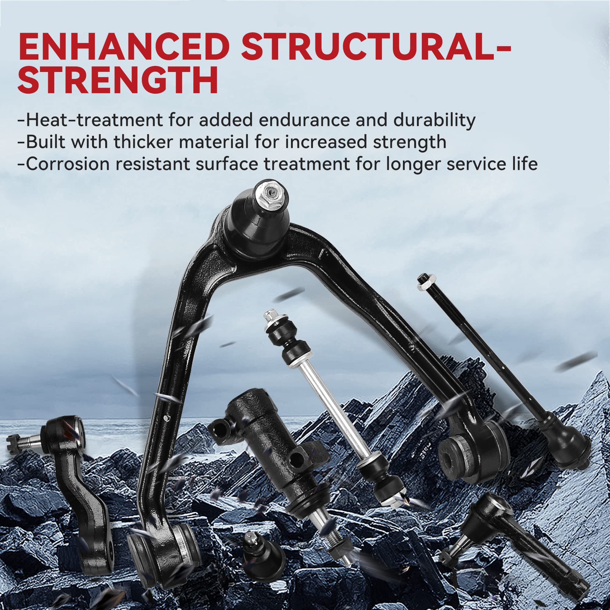 Yitamotor 13 Piece Front Suspension Kit Compatible With 2002-2006 Cadillac Escalade, 1999-2007 Chevy Tahoe/Suburban/Silverado/Av