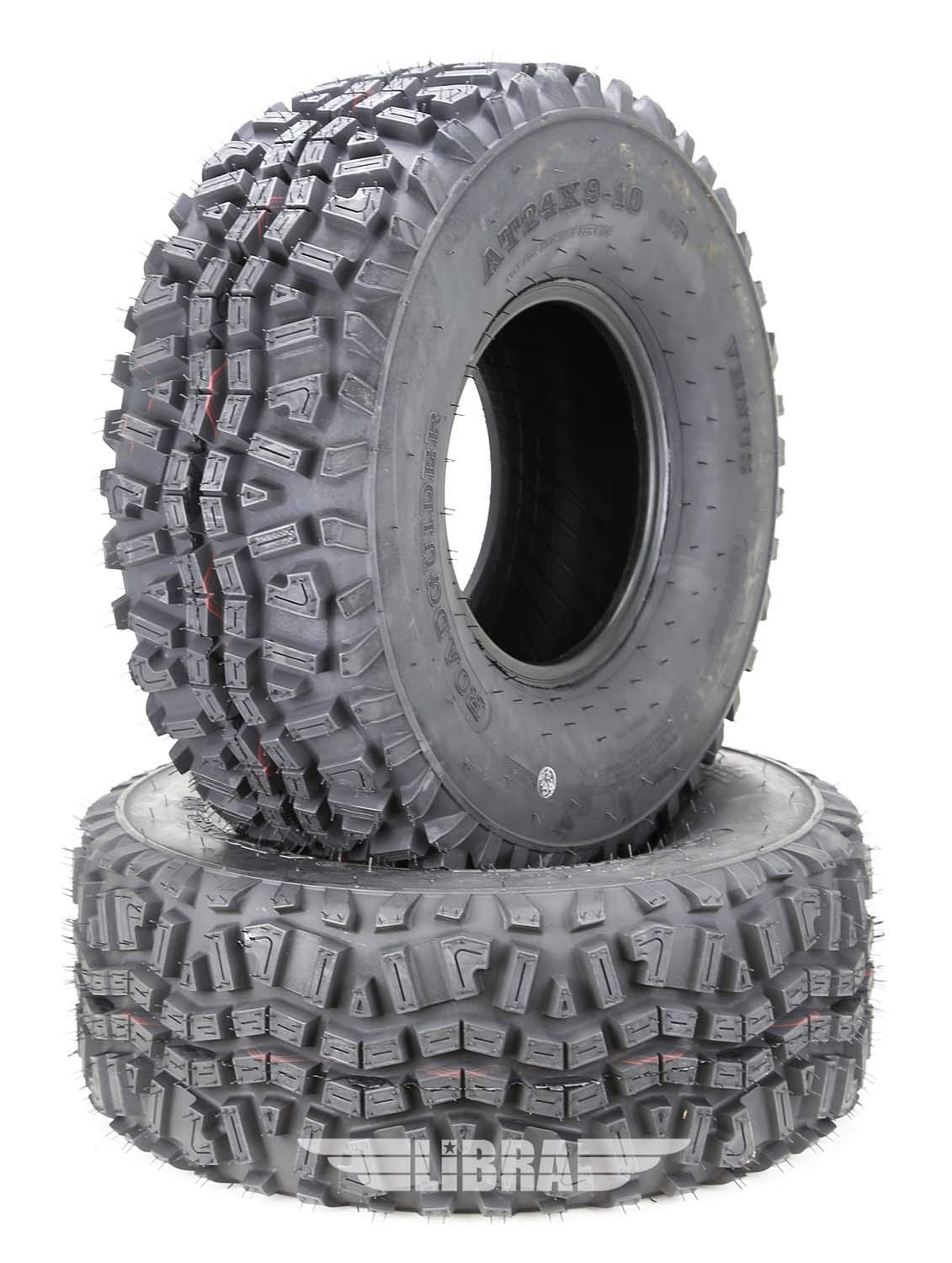Roadguider (2) 24X9-10 Atv Front Tire Set For 05-16 Kawasaki Mule 610 4X4