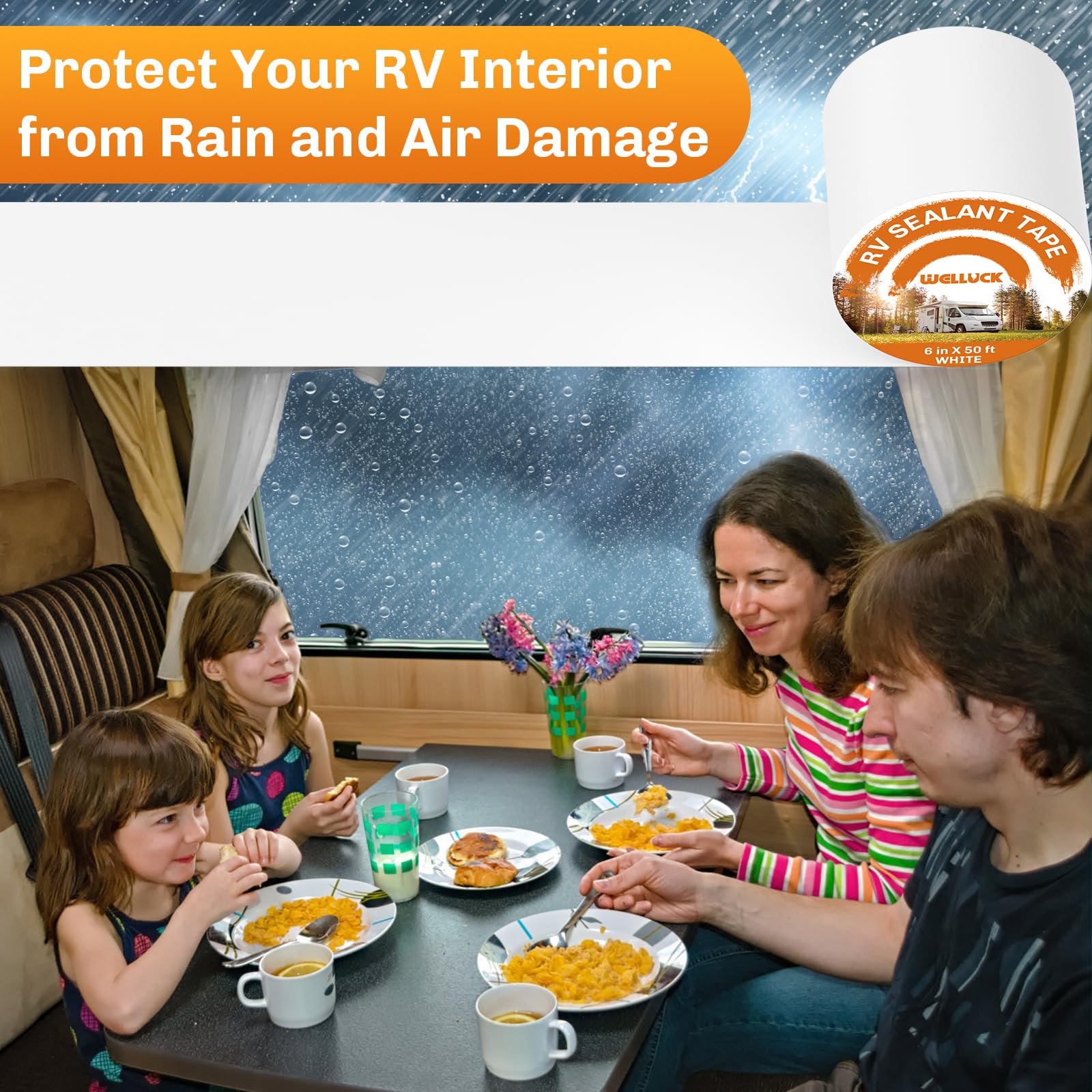 Welluck Rv Roof Sealant Tape Camper Roofing Repair Tape, 6 Inch X 50 Foot Natural White Rv Tape For Roof Repair Camper Trailer B