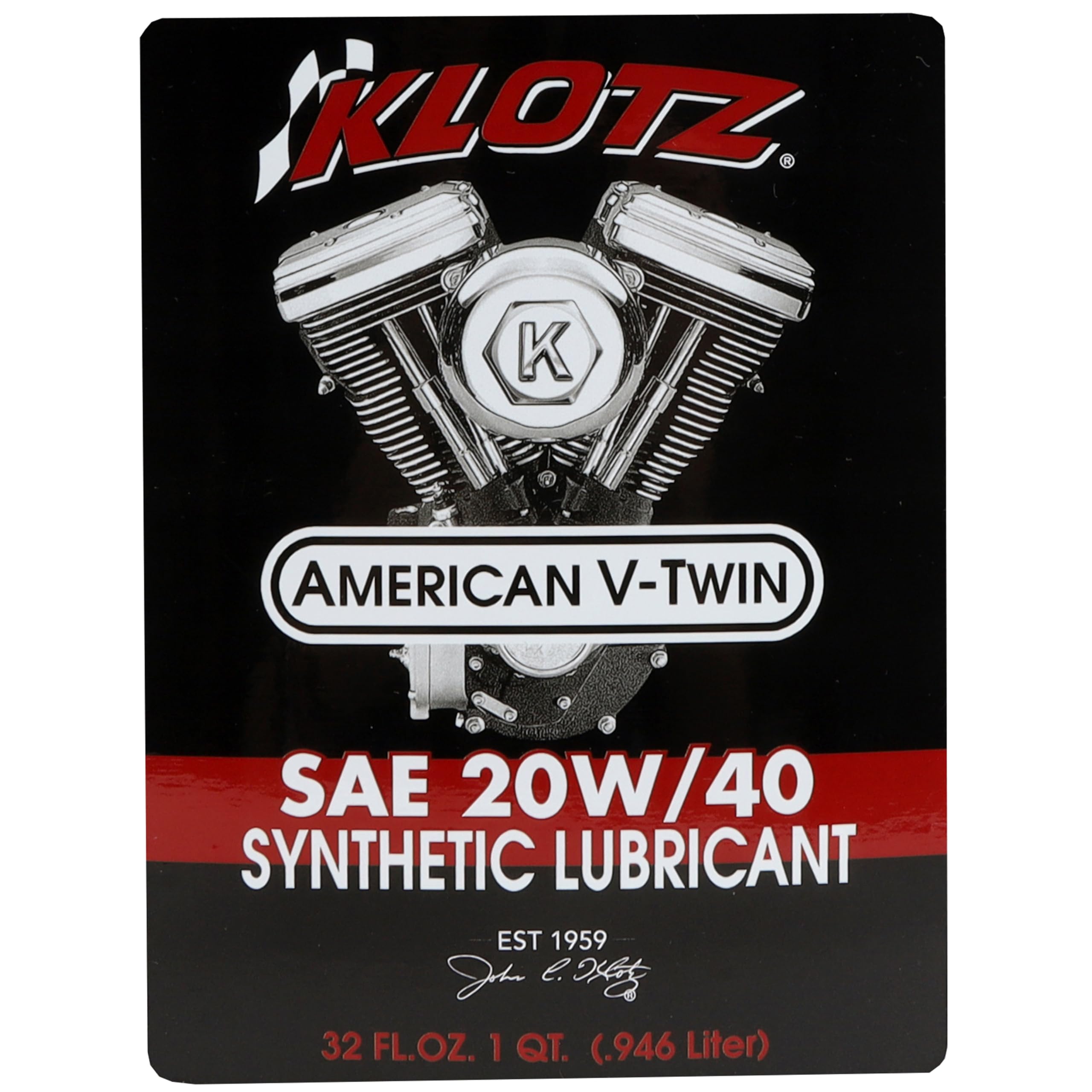 Klotz 20W-40 Synthetic Oil Change Kit for Indian Thunderstroke V-Twin Motorcycle (6 Quarts), 1 Filter, 2 Washers - KH-123