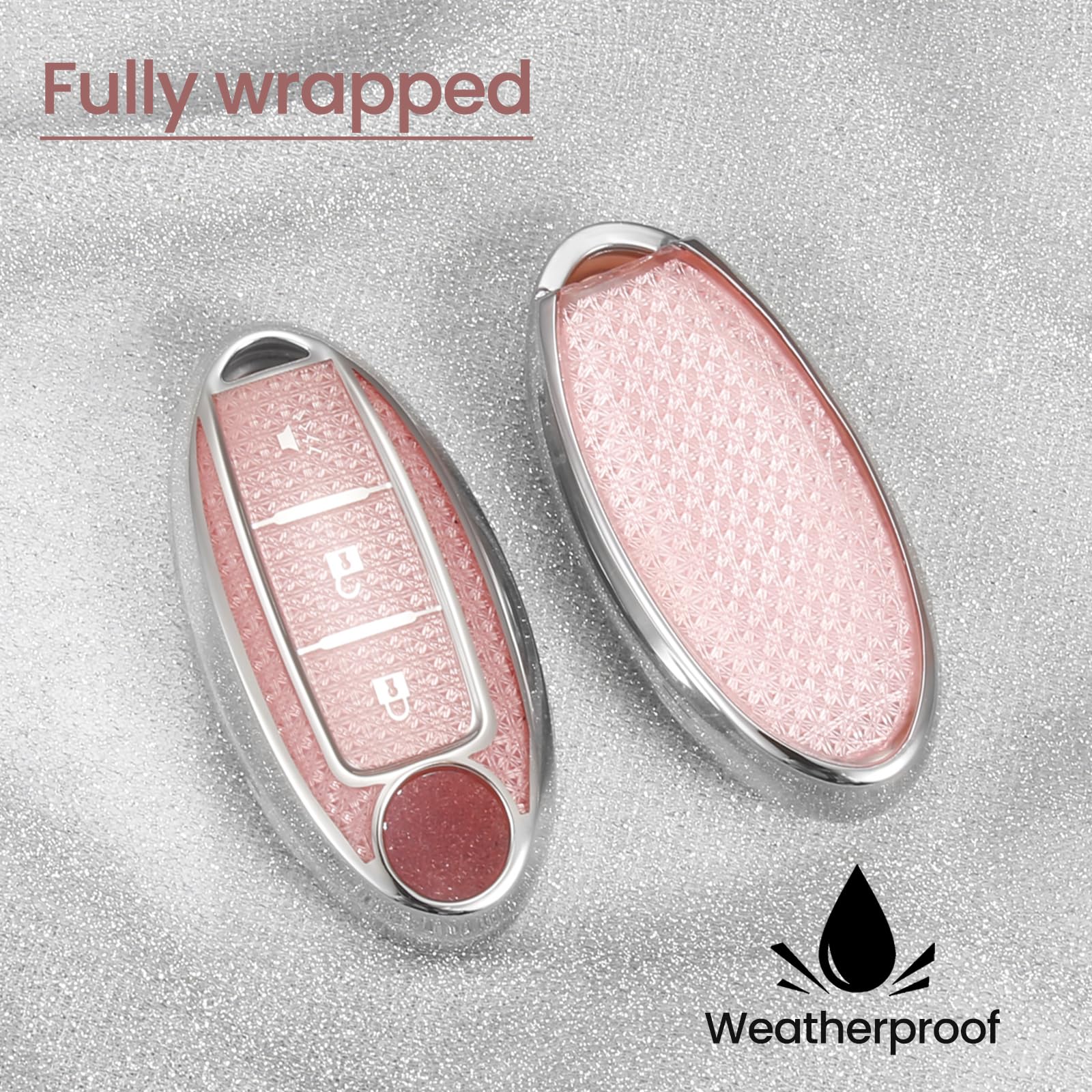 Ctrinews For Nissan Key Fob Cover With Fashionable Zirconia Wristlet Keychain, Enchanting Diamond Patterns Soft Case For Altima