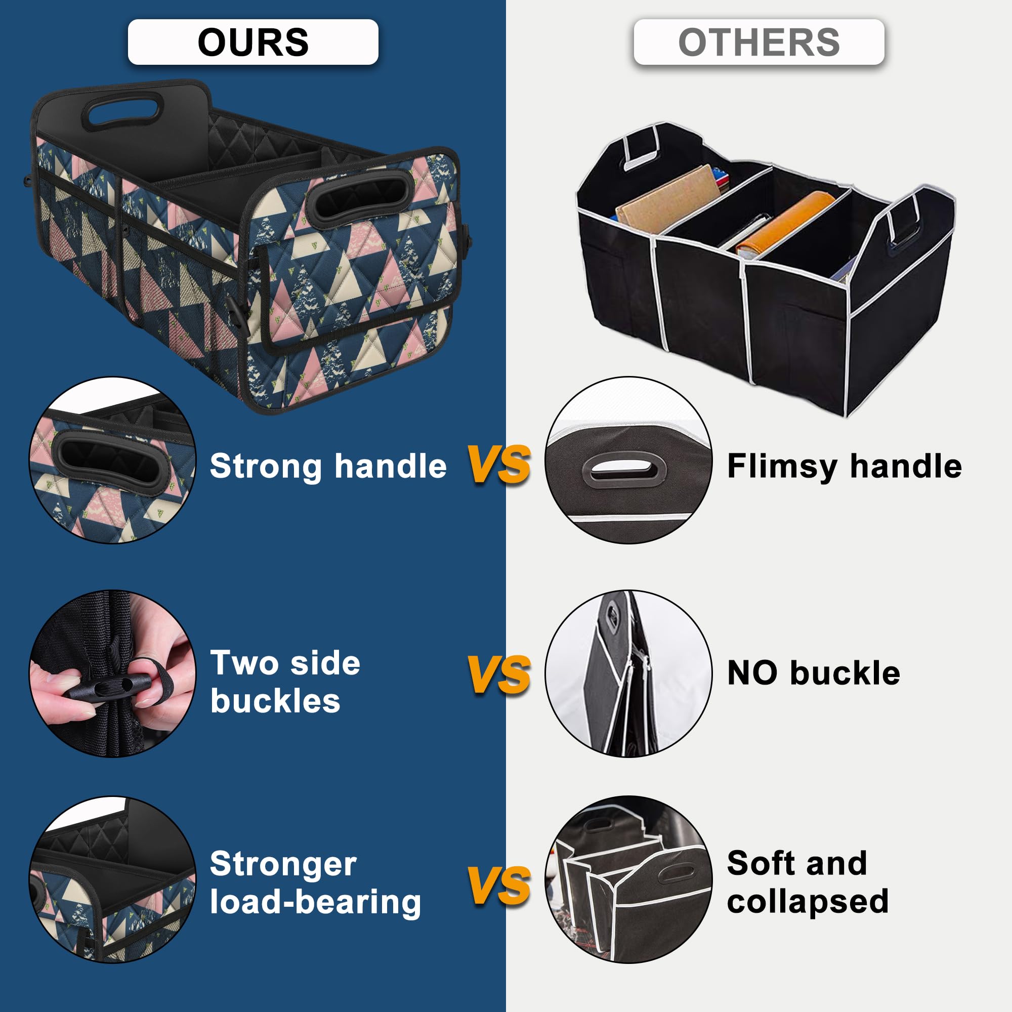 Deosk Trunk Organzier And Storage With 6 Big Pocket,Car Accessories For Women/Men 50L Waterproof Polyester For Car/Suv/Minivan/T