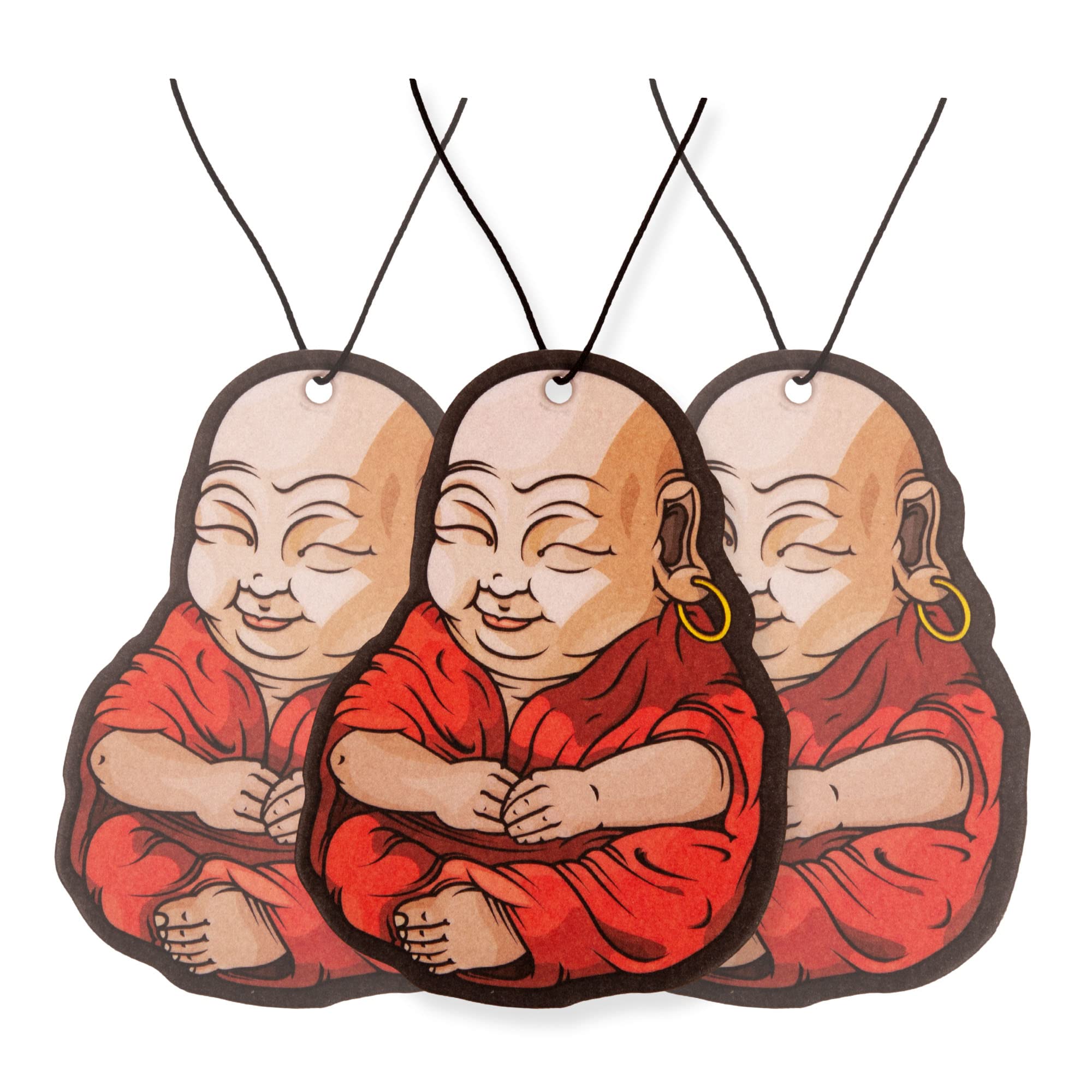 Buddha Car Air Freshener 3 Pack Scented With Essential Oils By Fresh Fresheners (3 Pack, 3 Scents)