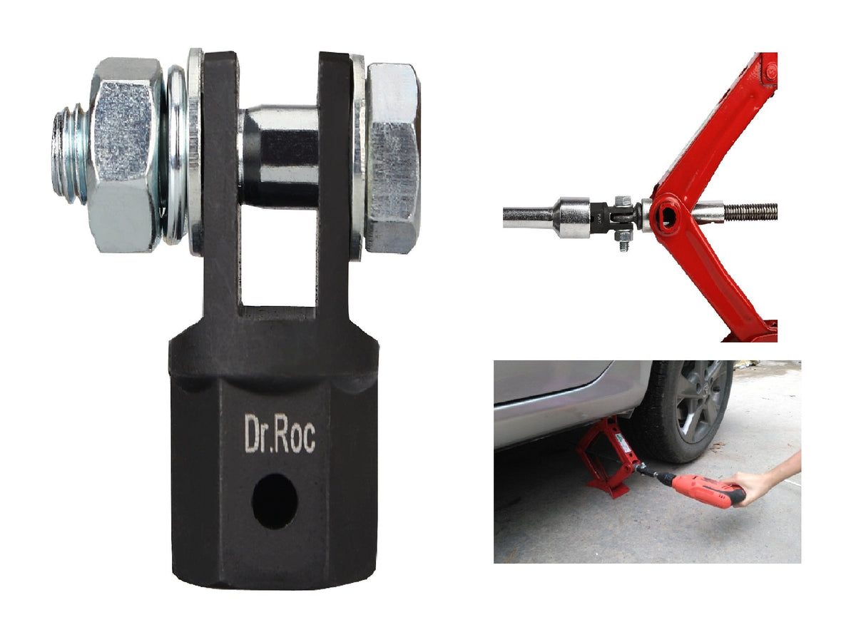 Dr.Roc Scissor Jack Adapter For 1/2 Inch Drive Impact Wrench Or 13/16 Inch Lug Wrench Or Power Drills, Scissor Jack Drill Adapte