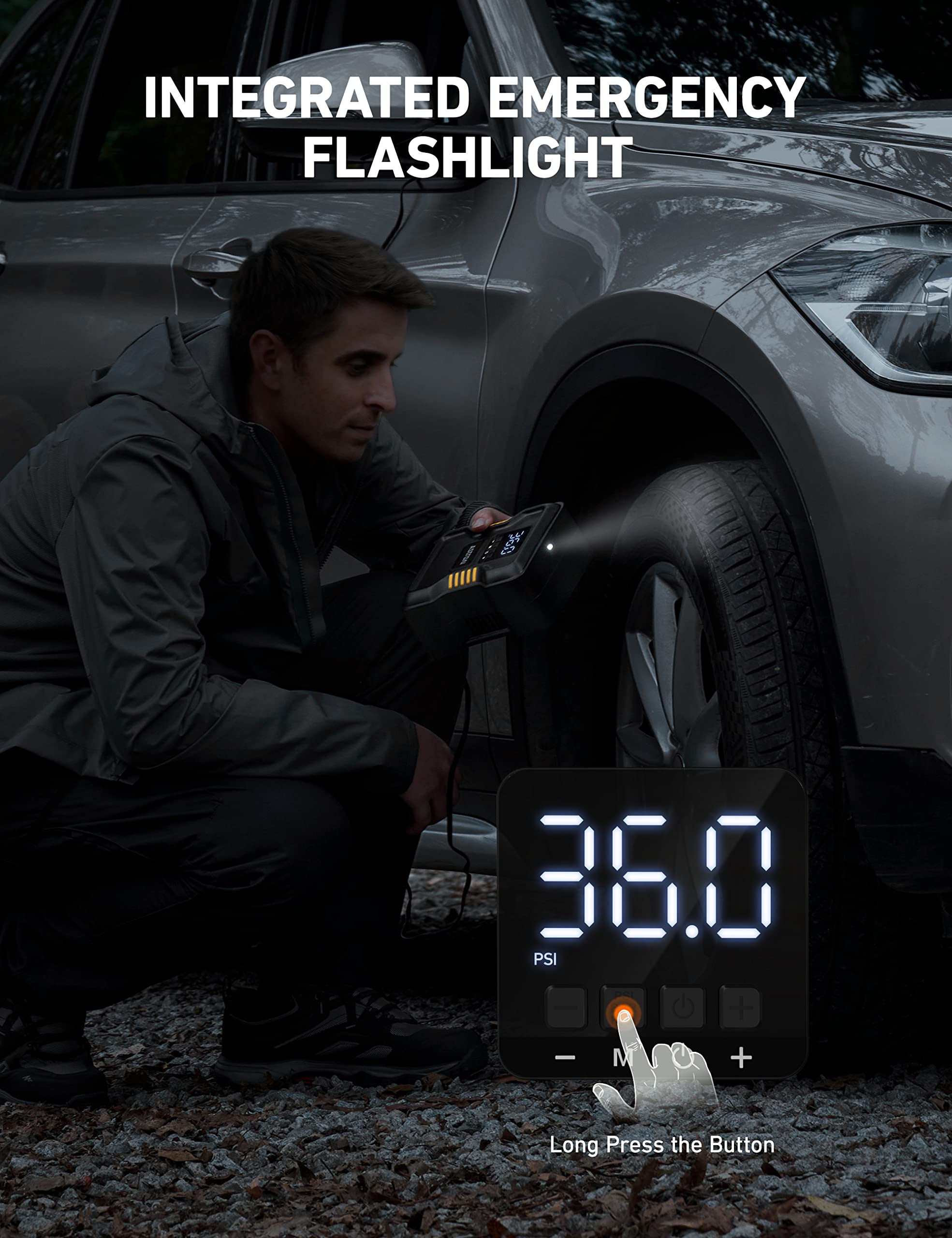 Astroai Tire Inflator Air Compressor Portable 150Psi Metal Cylinder Fast Inflation Pump For Car Tires 12V Dc Tire Pump With Led