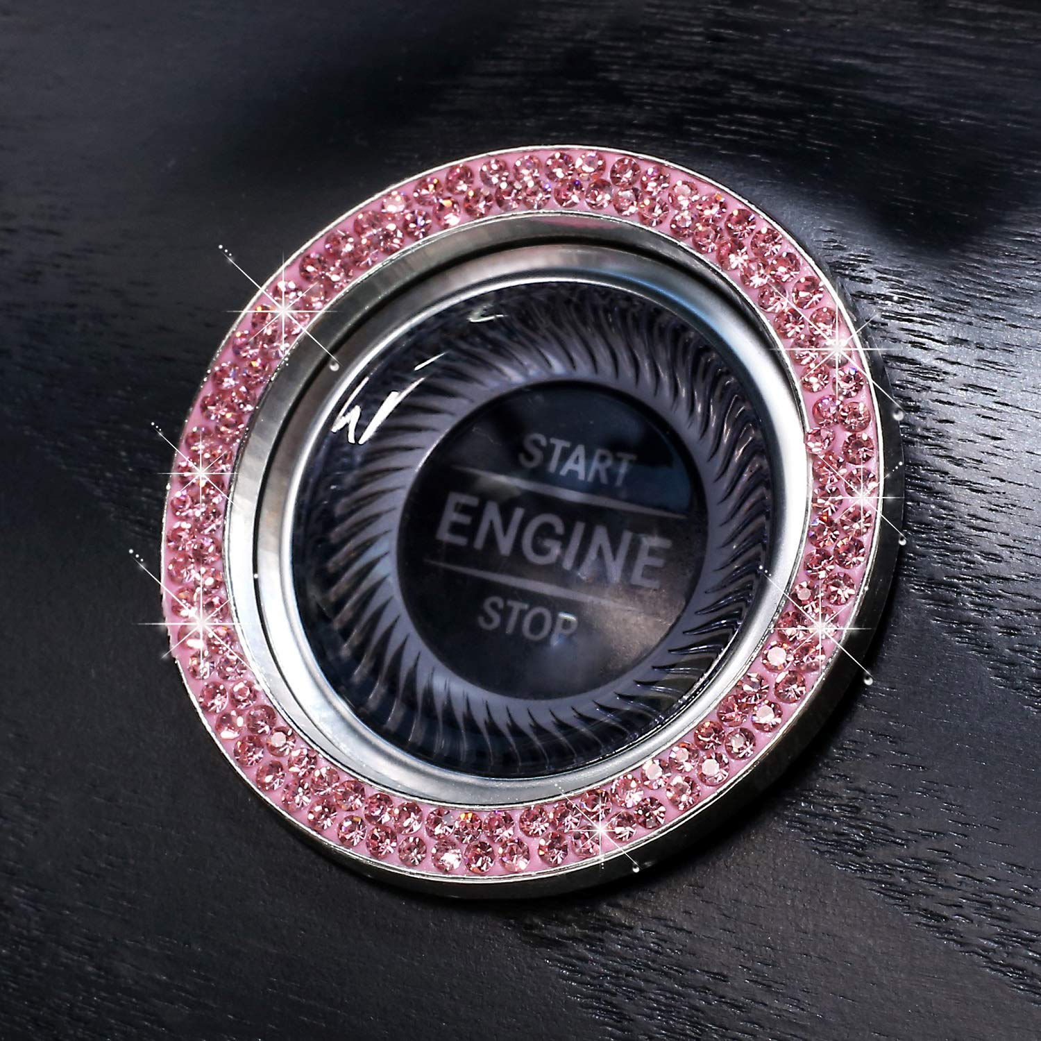 Tobequeen Crystal Rhinestone Ring For Car Bling Ring Decal For Vehicle 2Pcs Auto Engine Start Stop Decoration For Women Girl,Int