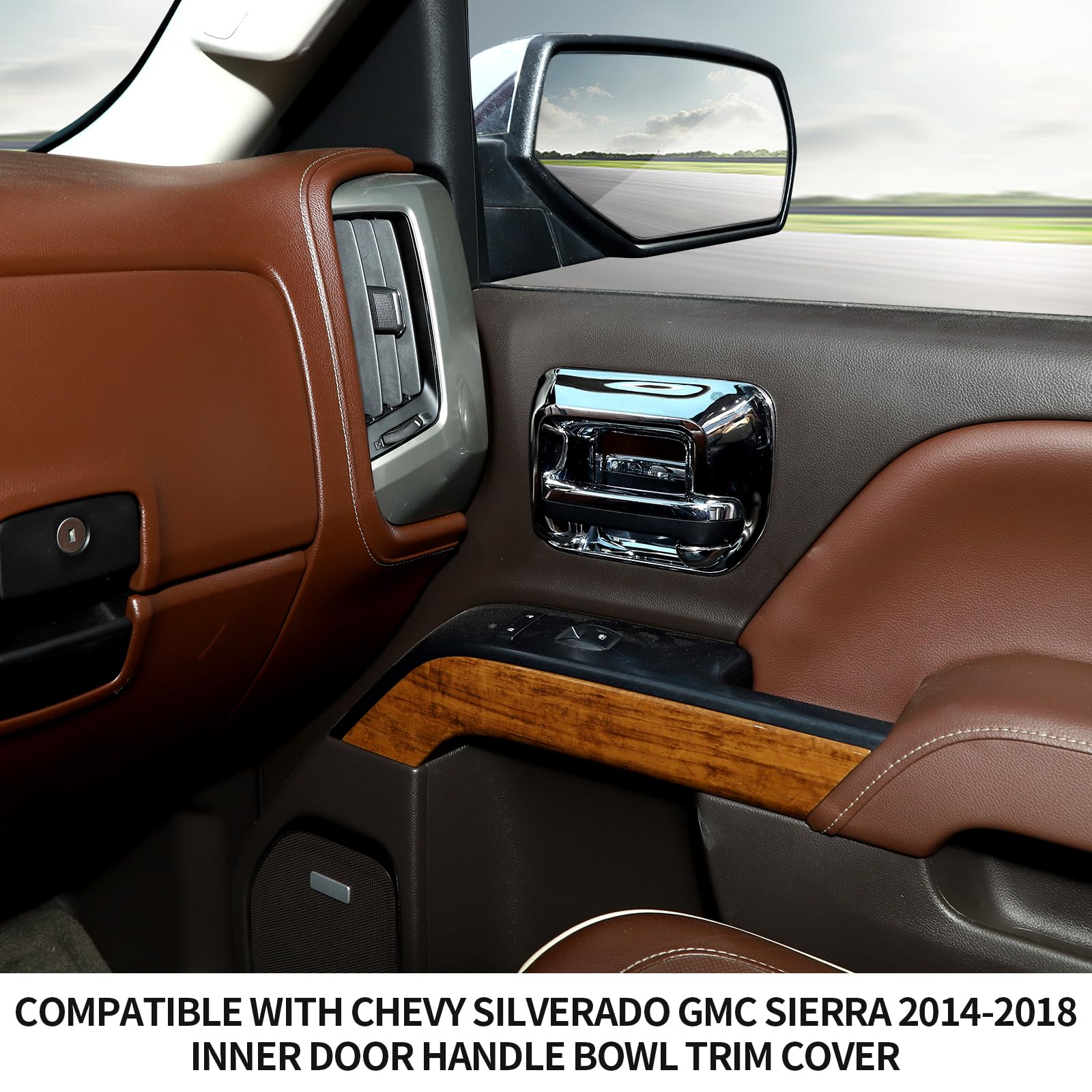 Rt-Tcz For Chevy Silverado Inner Door Handle Bowl Trim Cover For Chevrolet Silverado Gmc Sierra 2014-2018 Chrome Interior Access