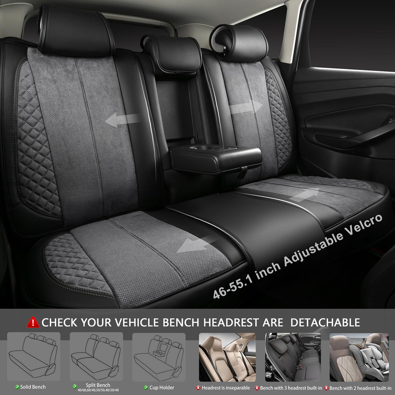 Car Pass Suede Leather Seat Covers Full Set Soft Protector Durable Cushioned Warm In Winter Breath In Summer,Universal Sport Car