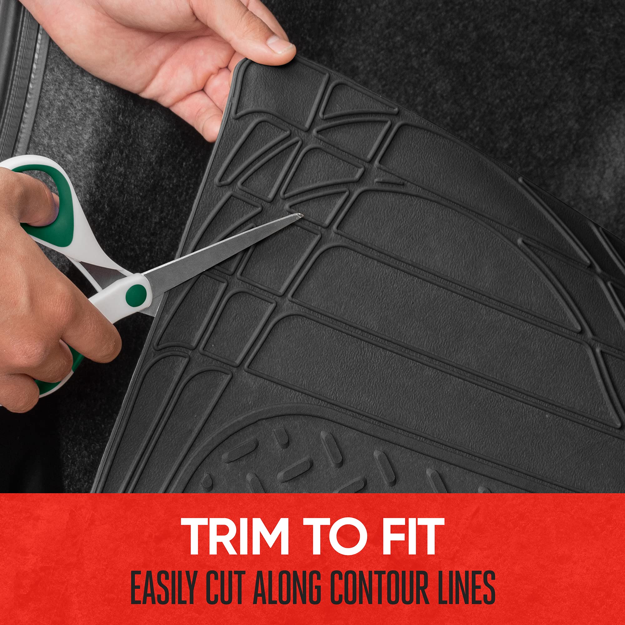 Motor Trend Flextough Suv Cargo Liner & Car Trunk Mat - Universal Trim-To-Fit All Weather Cargo Mats For Back Of Suv - Suv Trunk