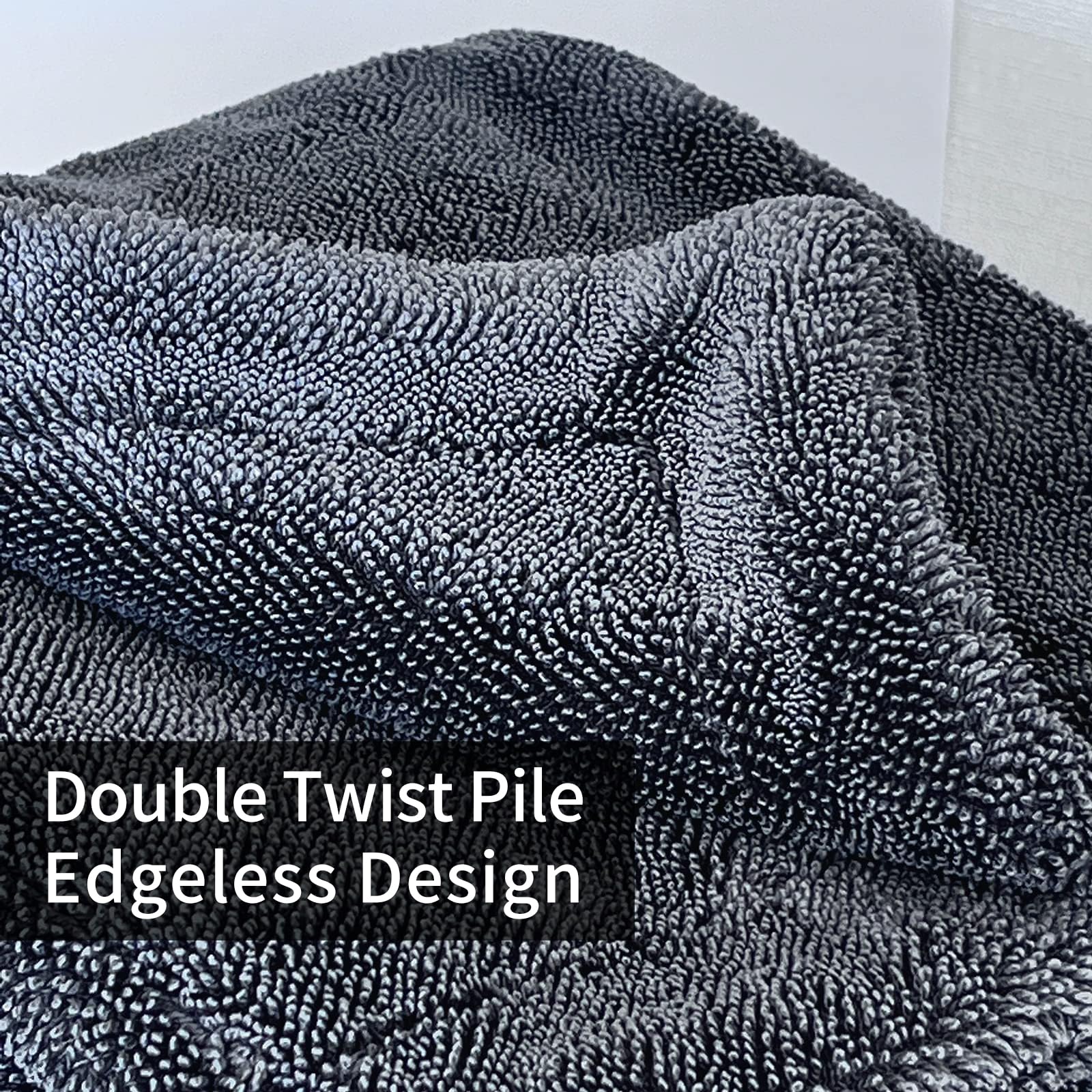 SHSCLY Microfiber Car Drying Towel Large Double Twist Pile 1200GSM Gray 35.5 x 24 Inches Pack of 1