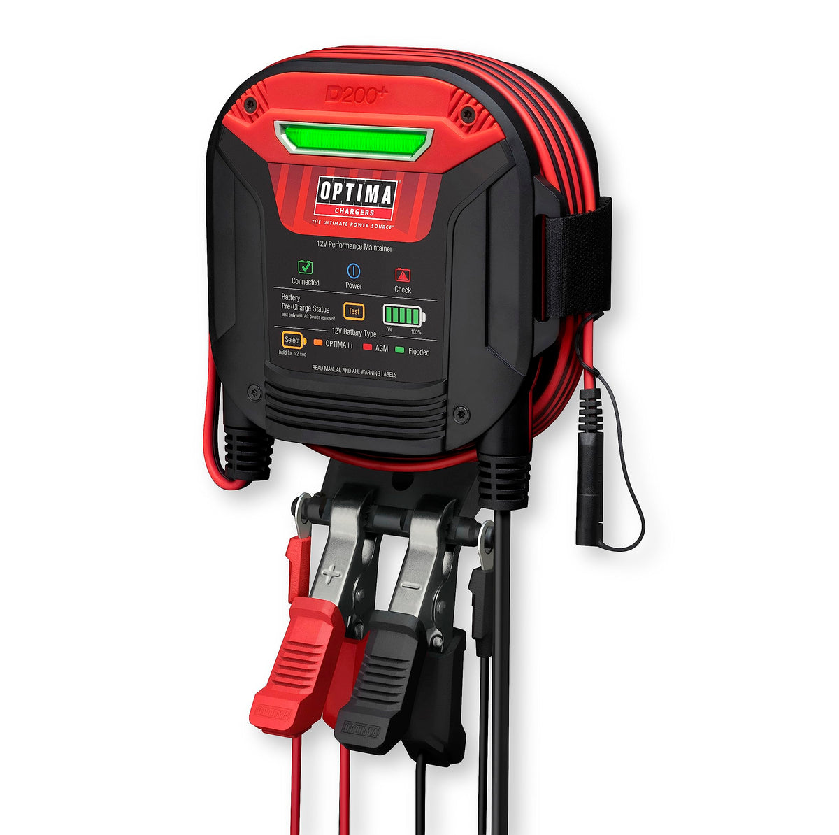 Optima D200+ Battery Maintainer And Lithium Charger For 12 Volt Starting Batteries Including Lithium, Agm, Flooded And Powersports