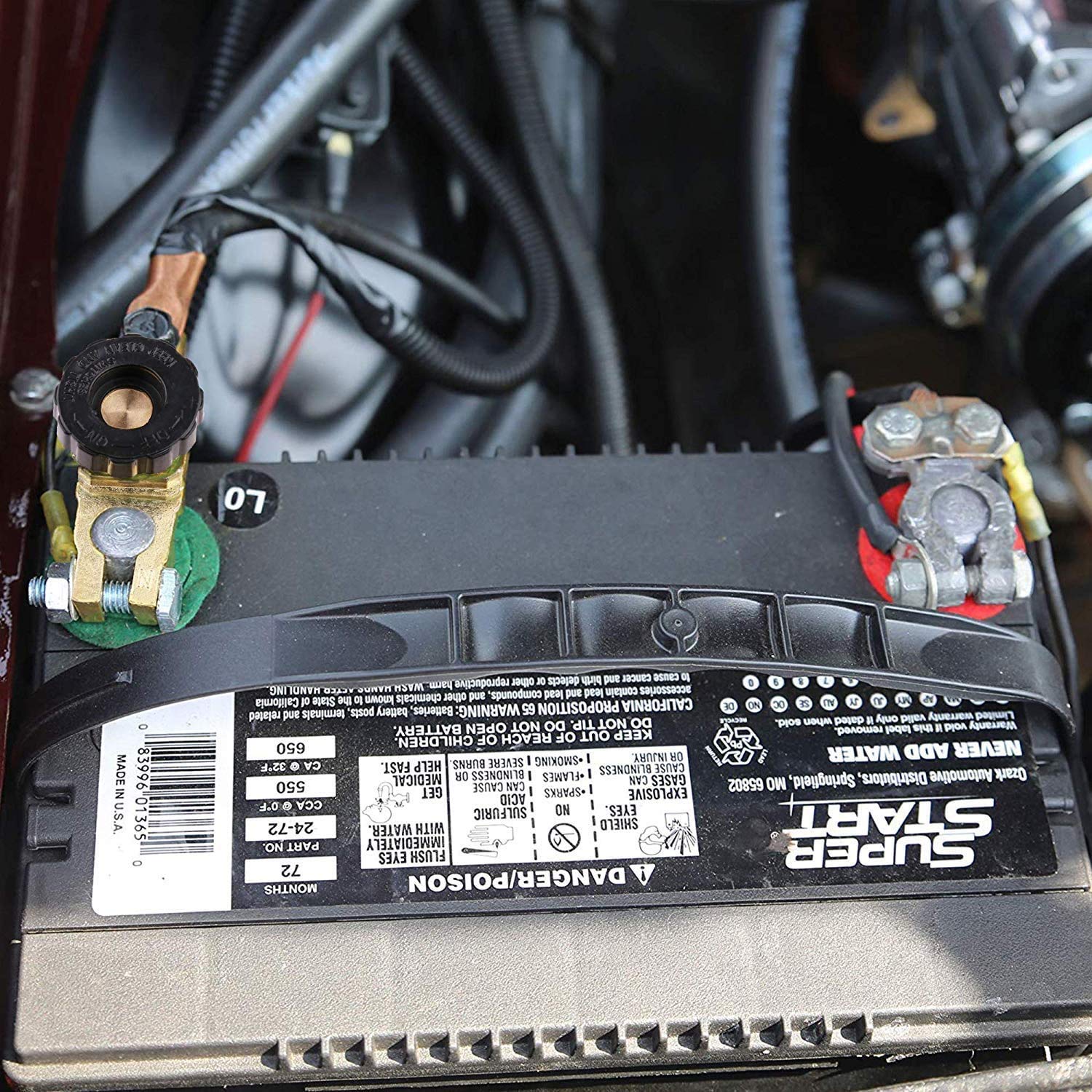 Lotfancy Top Post Battery Disconnect Switch For Car Auto Truck Boat Rv Atv, Pack Of 2, 12V 24V Battery Cutoff Switch, Heavy Duty Battery Isolator Switch, 125/500 Amps