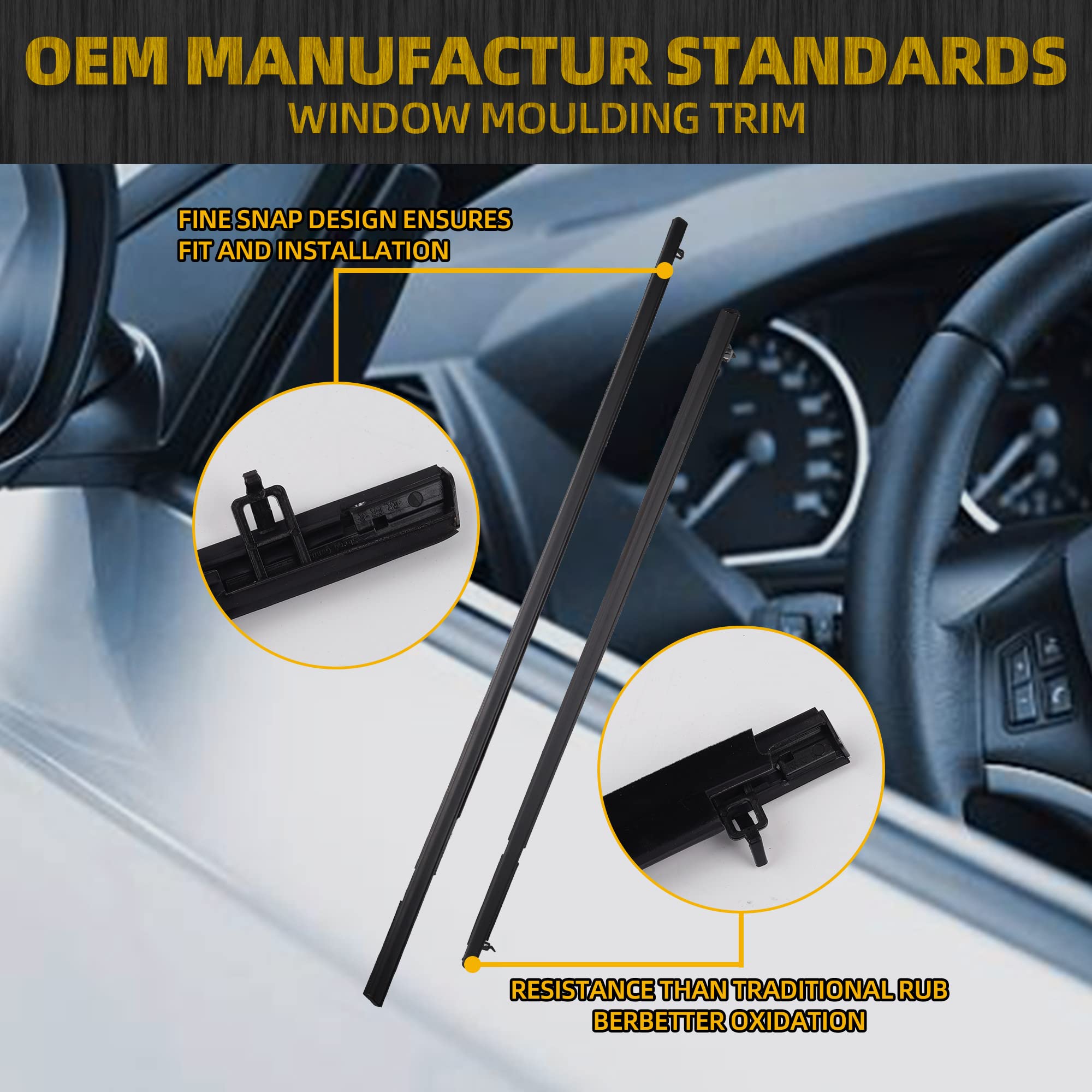 Dasbecan 4Pcs Weatherstrip Window Seal Car Window Moulding Trim Compatible With Honda Civic 2006-2011 Replaces#72450-Sna-A01 72410-Sna-A01 72950-Sna-A01 72910-Sna-A01