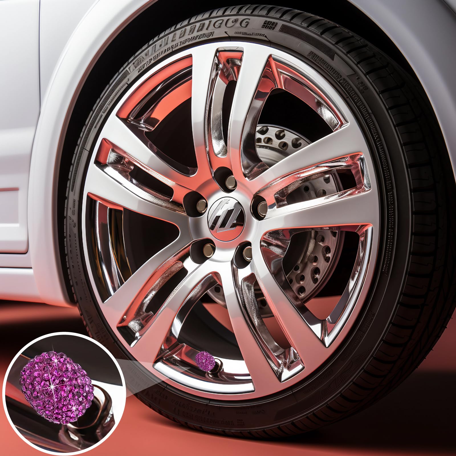 Meajoo 8Pcs Bling Crystal Diamond Tire Stem Valve Caps, Dustproof Universal Tire Valve Stem Covers For Cars, Suv, Trucks, Bikes,