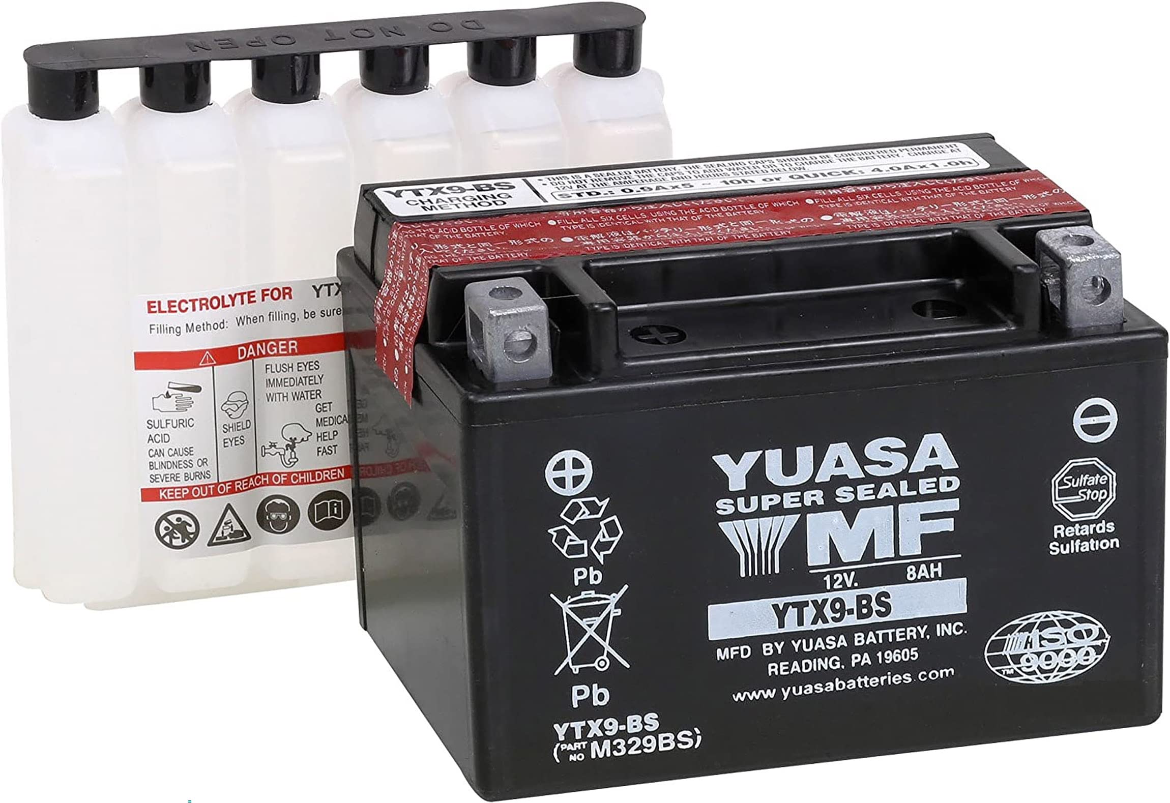 Yuasa Yuam329Bs Ytx9-Bs Maintenance Free Agm Battery With Acid Pack