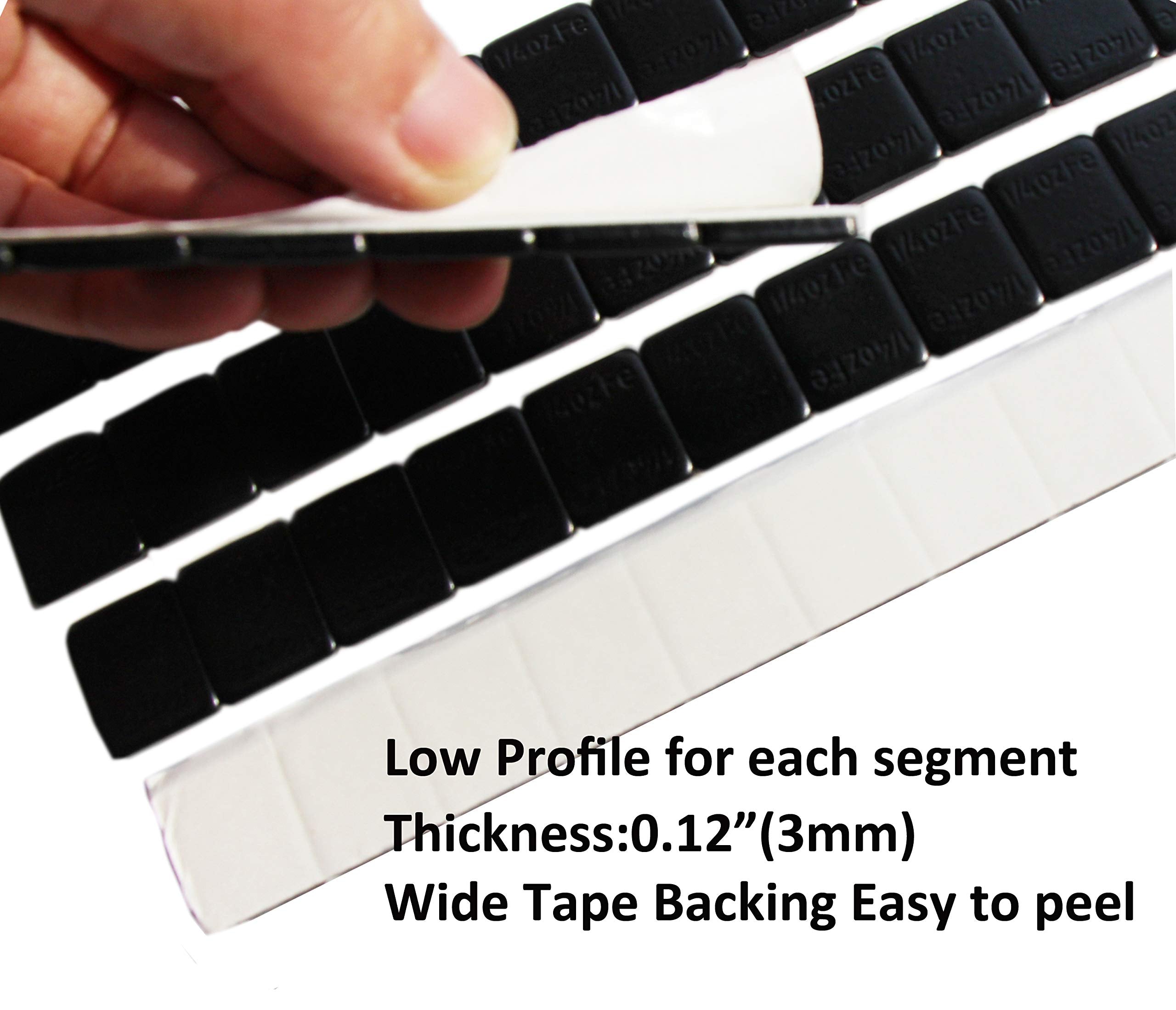 Accretion 48Pcs 1/4 Oz, 0.25Oz Black Adhesive Backed Wheel Weights (12 Oz Pack)