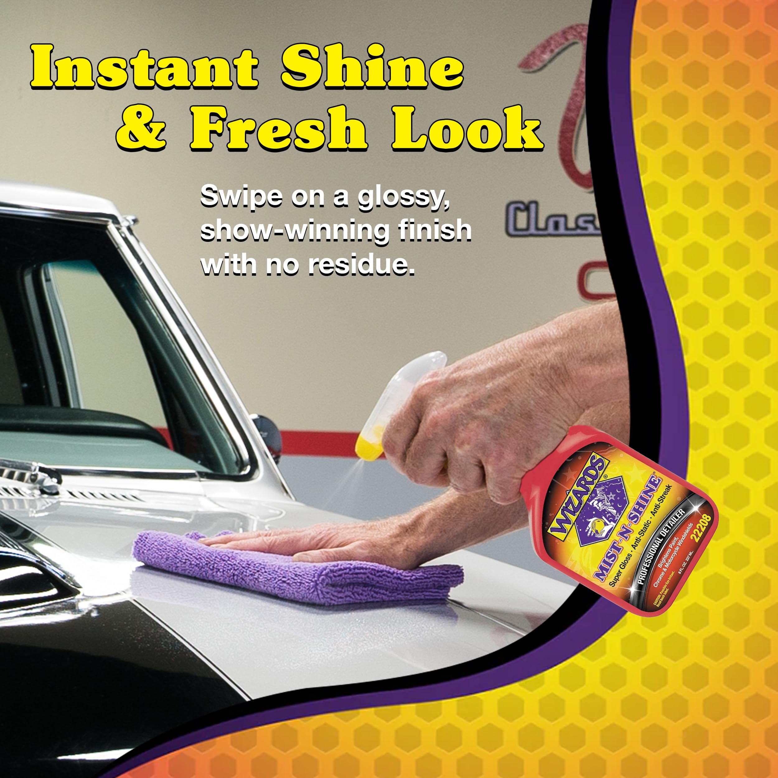Wizards Mist-N-Shine Professional Detailer - Multi-Use Glass Cleaner For Vehicles - Adds Gloss To Paint, Chrome And Glass - 8 Oz Detail Spray - Made In Usa