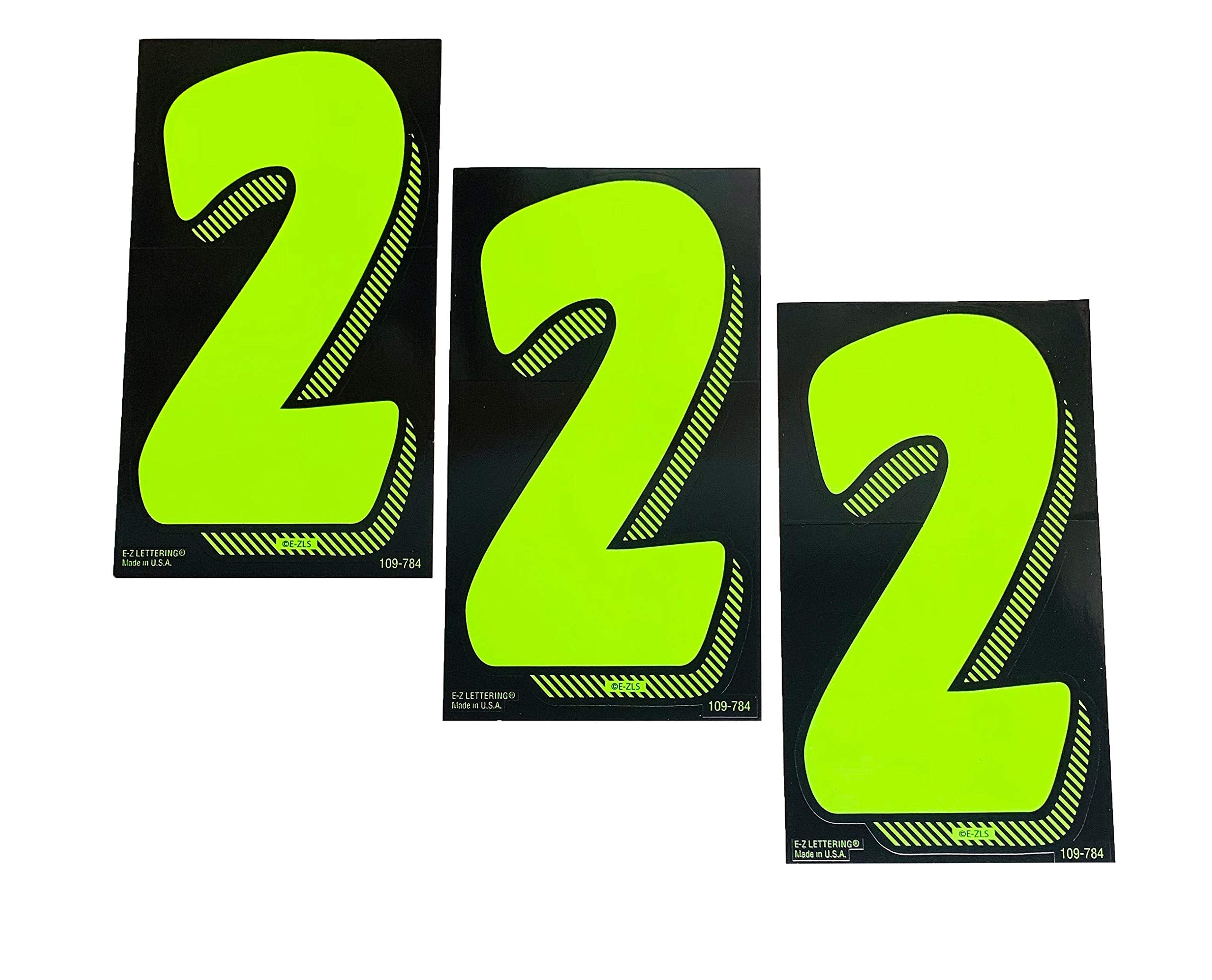 EZ Line Vinyl Decals for Cars Chartreuse Large Number Stickers Windshield Pricing Number (Number 2)