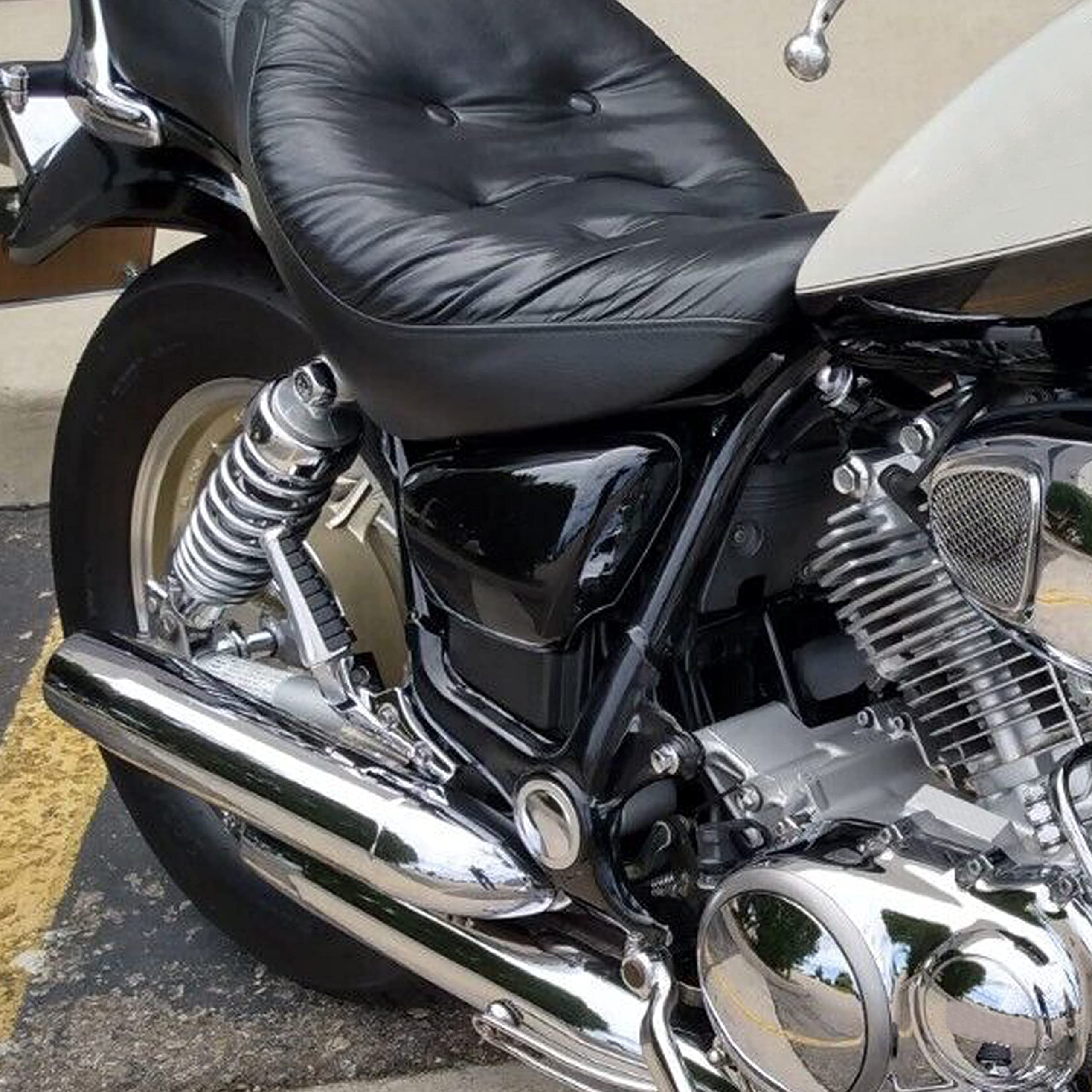 ECOTRIC Side Cover Battery Cover Fairing Compatible with 1984-Up Yamaha XV 700 750 1000 1100 Virago Battery Side Fairing Cover Protection (Right Side) Motorcycle Black