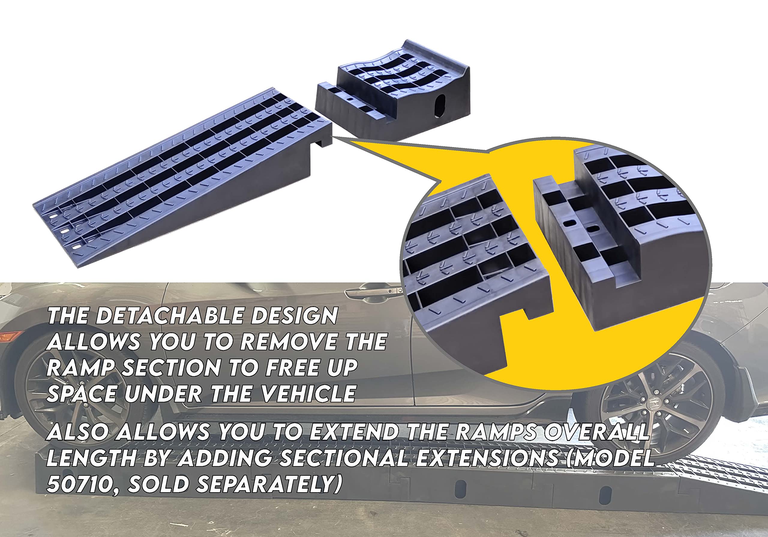 Maxxhaul 50709 Detachable Extendable Car Ramp Set, Portable Car Ramps With 3,250 Lbs Maximum Weight Capacity Per Ramp 6,500 Lbs