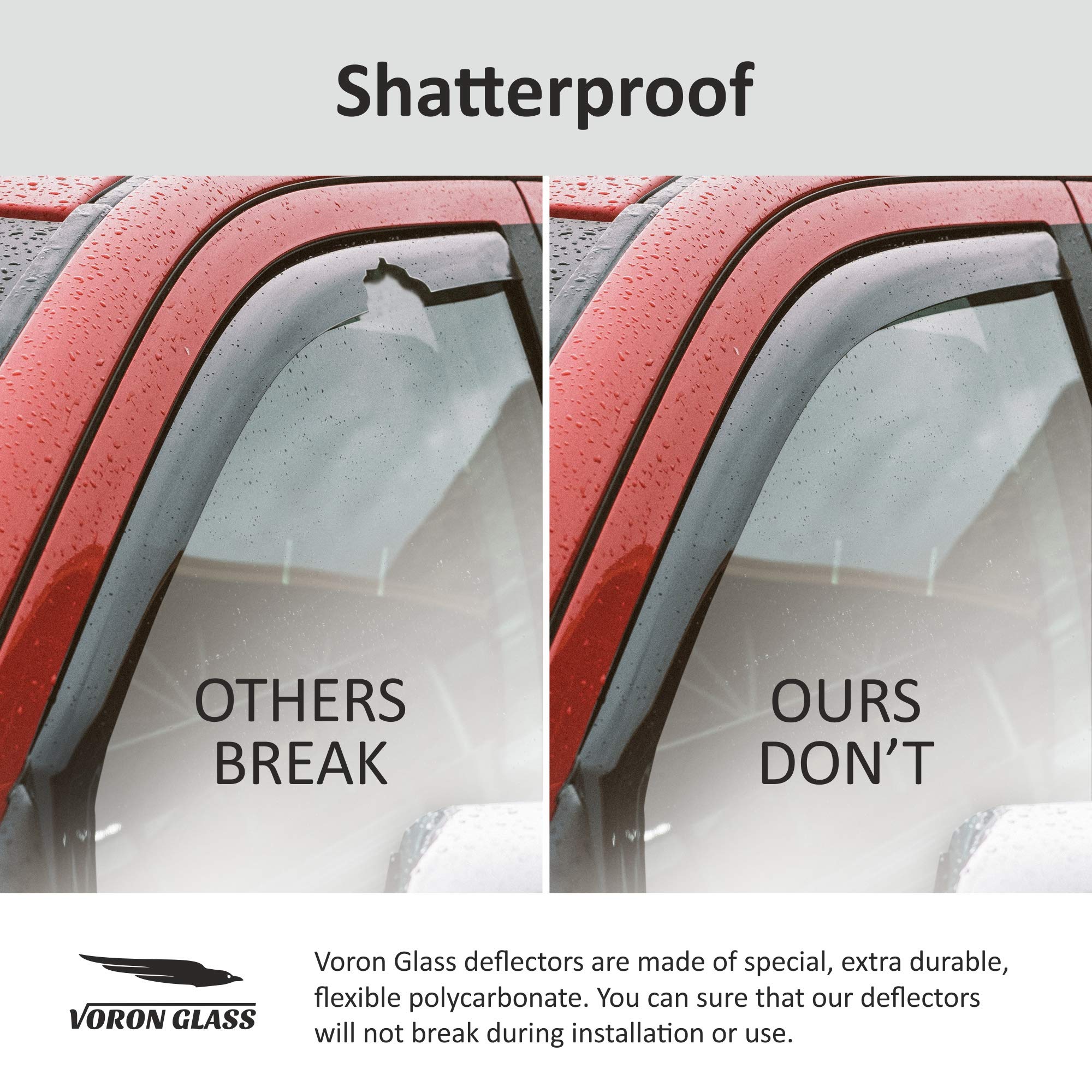 Voron Glass In-Channel Extra Durable Rain Guards For Chevrolet (Chevy) Silverado 2500Hd/3500Hd 2015-2019 Crew Cab, Window Deflec