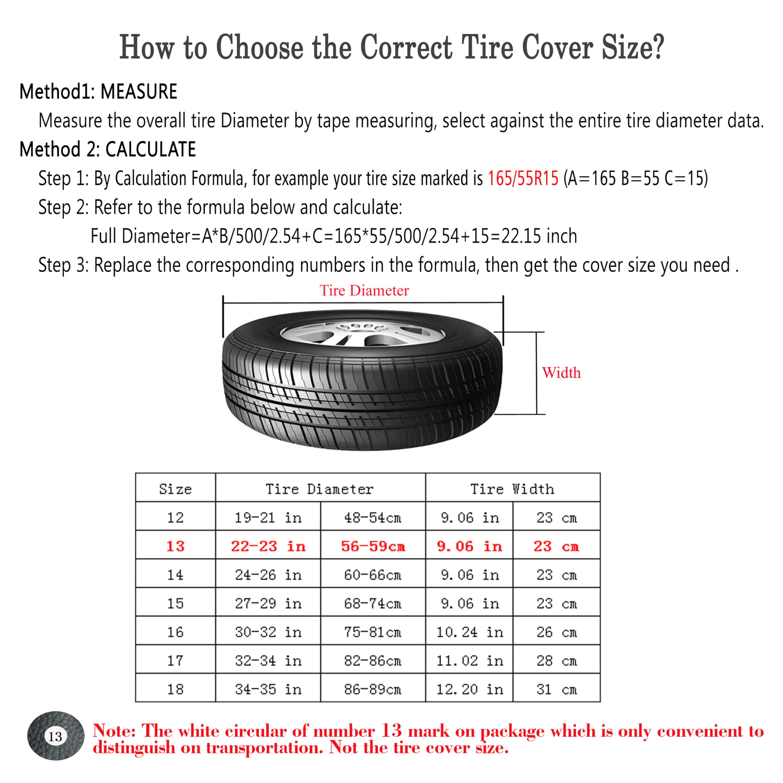 Moonet 22-23 Inch Spare Tire Cover Thickening Leather Tire Cover Universal Fit For Jeep, Trailer, Rv, Suv, Truck, (Fits Entire T