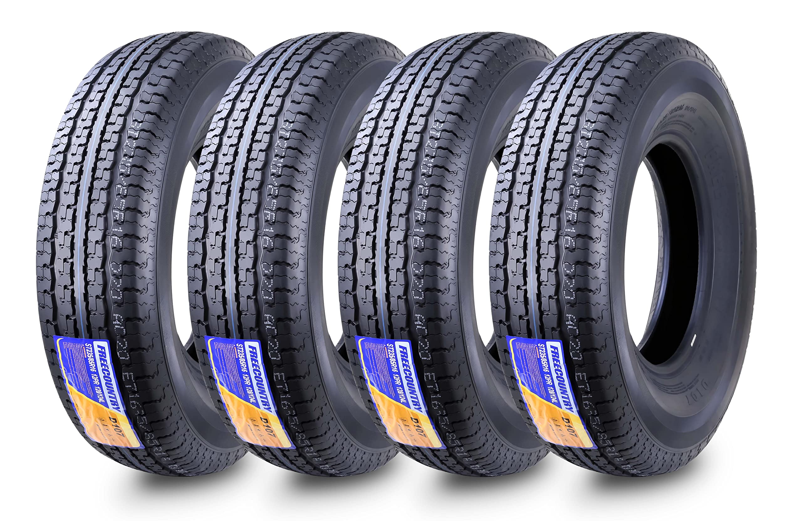 Grand Ride Set 4 Free Country Trailer Tires St235/85R16 12 Ply Lr F 128/124M Steel Belted Radial W/Featured Scuff Guard 11137
