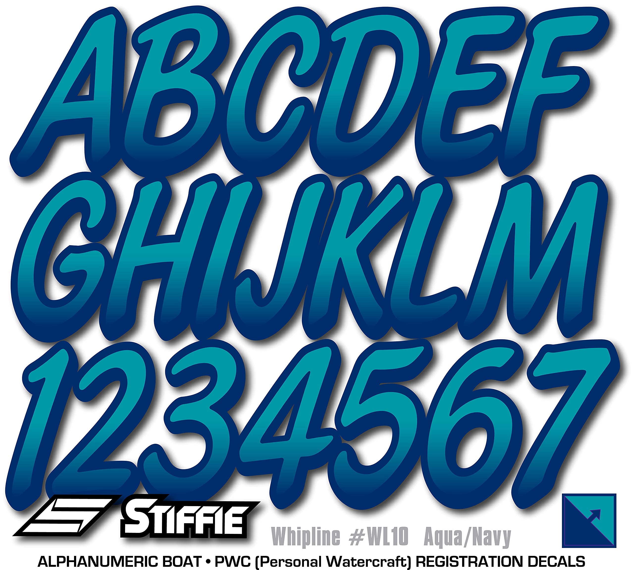 STIFFIE Whipline Black/Tan 3'' Boat & PWC Registration Decals  Numbers Letters Stickers