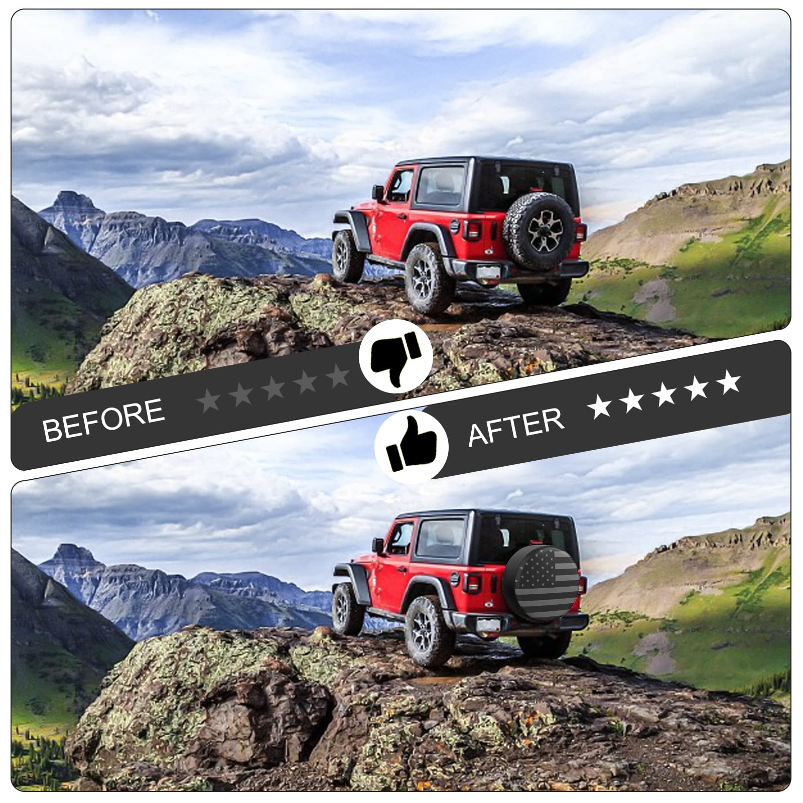 Spare Tire Cover For Rv Trailer, Waterproof Leather Wheel Cover With American Usa Flag, Camper Spare Tire Cover Fit For Jeep Wra