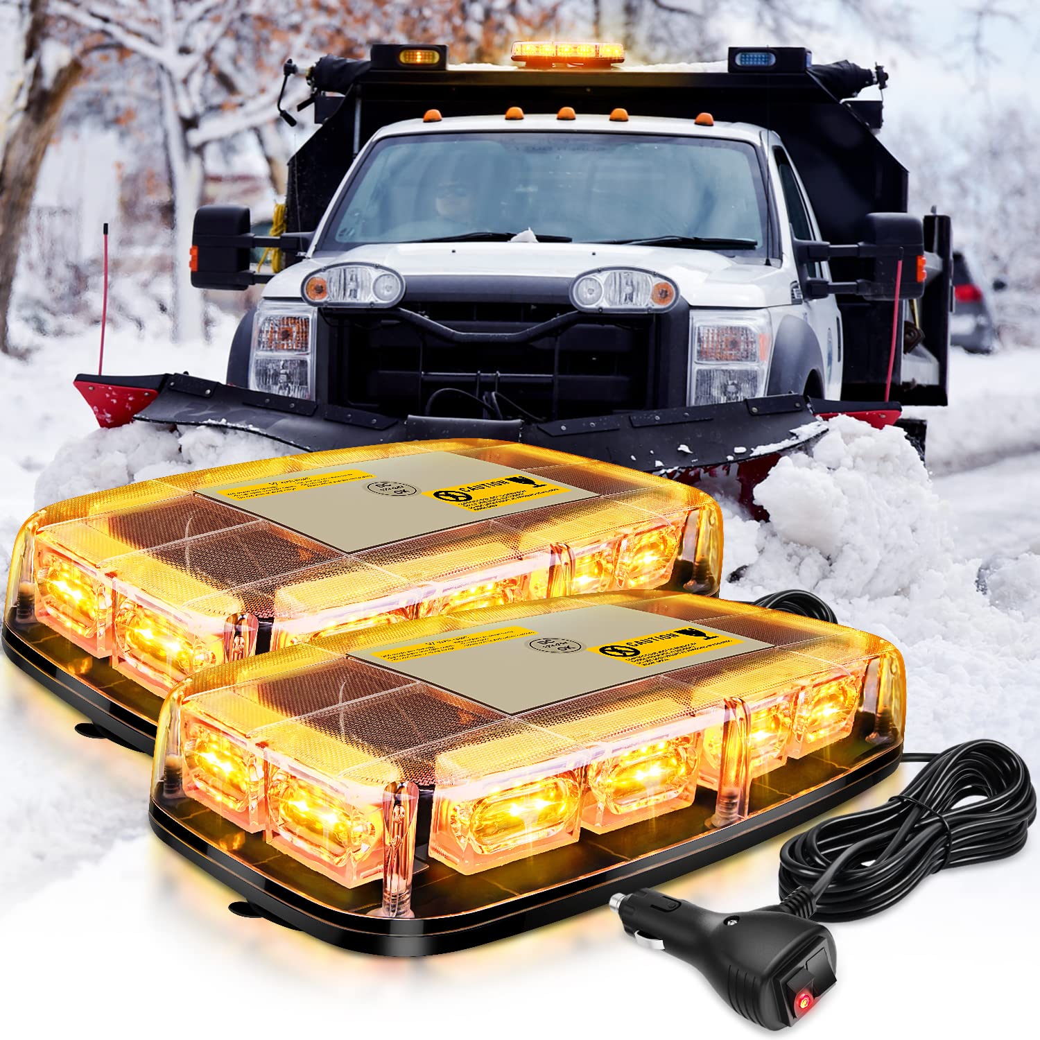 Nilight 2Pcs 12 Inch Roof Top Strobe Lights 48Led Hazard Light Emergency Safety Warning Led Flashing Bar Magnetic Mount 12V 24V