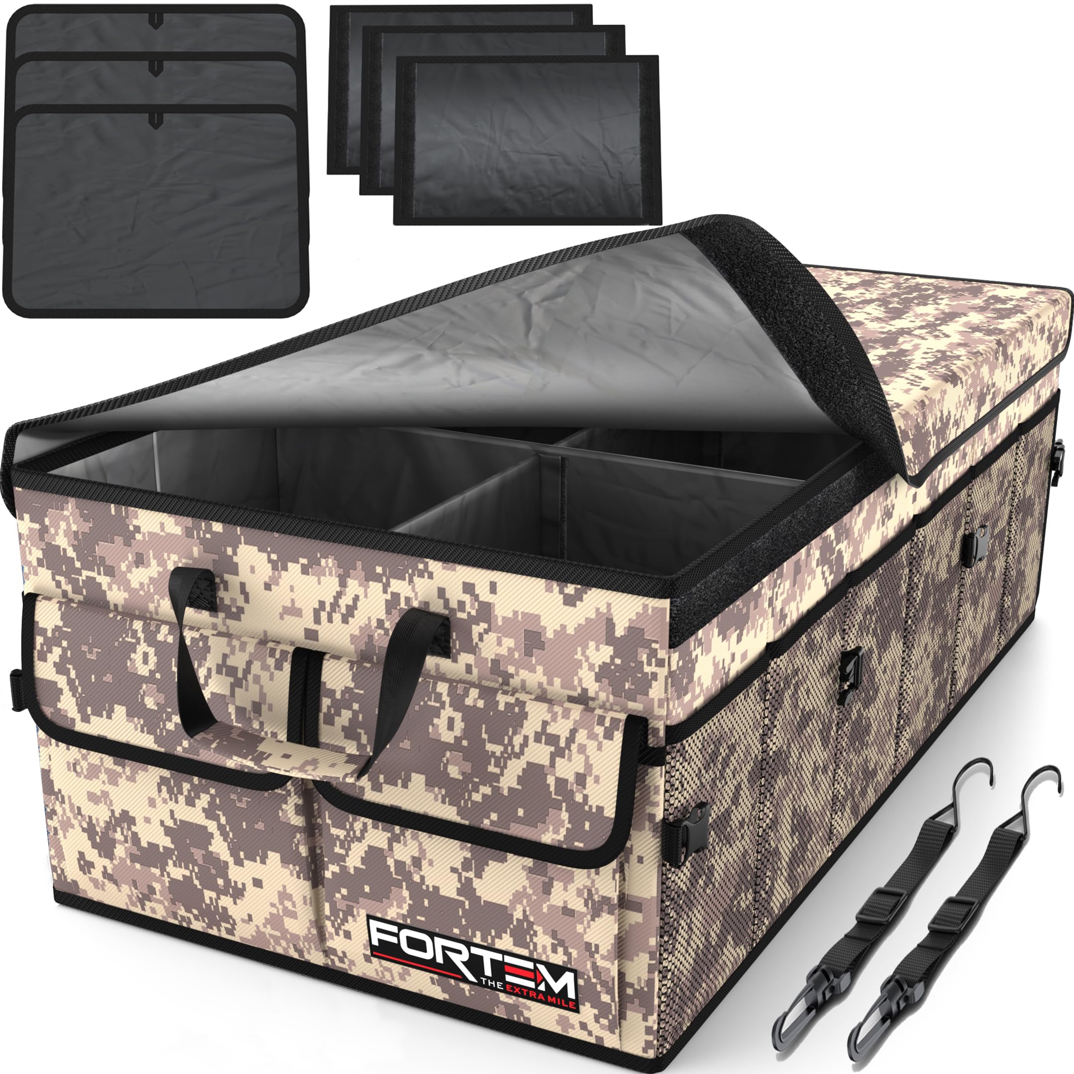 Fortem Car Trunk Organizer, Collapsible Multi Compartment Suv Organizer, Foldable Storage For Car Accessories For Women Men, 600