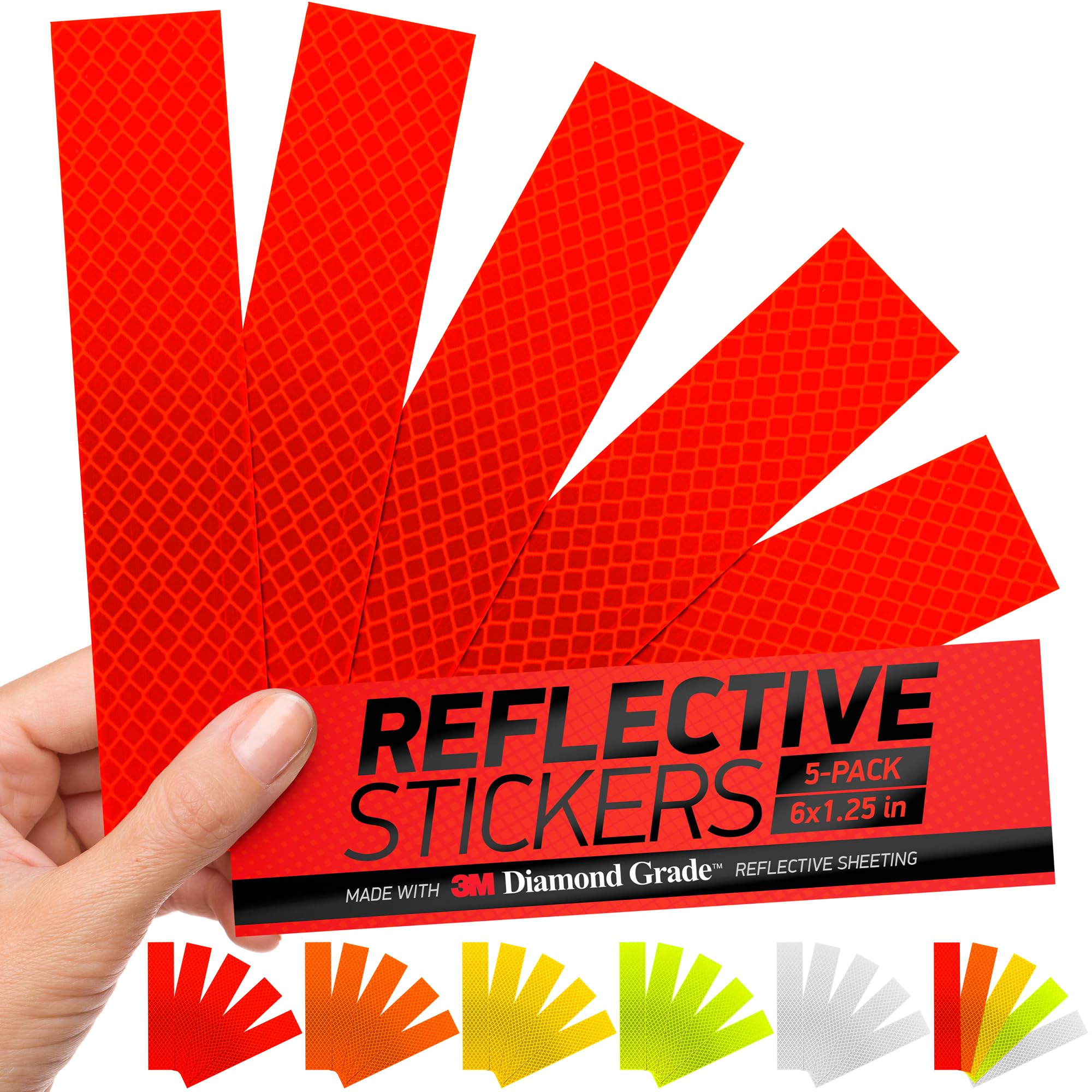 Byllstore High-Visibility Reflective Stickers | 3M Diamond Grade | Red | 1.25 X 6'' | 5-Pack | Multipurpose Use For Helmets