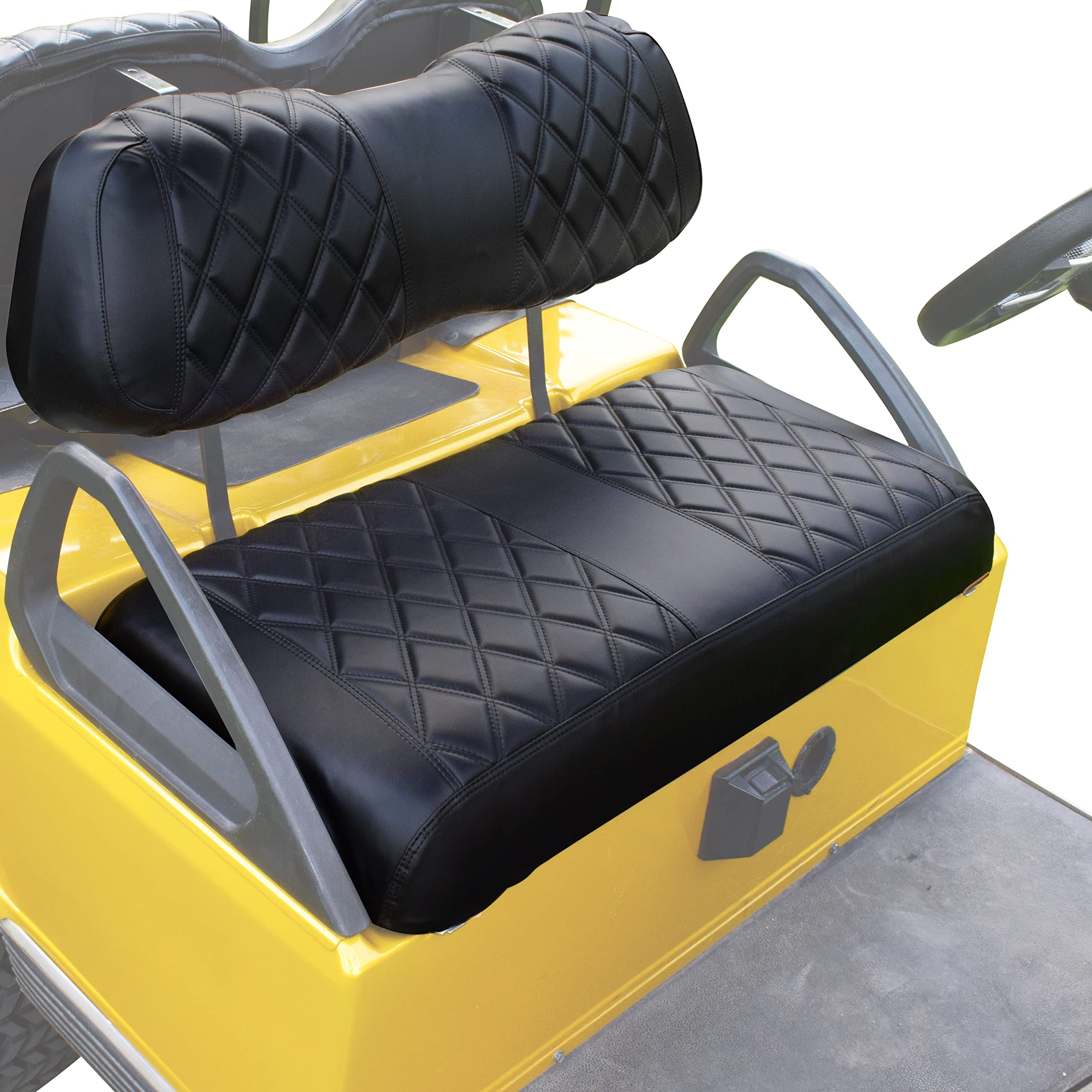 NOKINS Golf Cart D Diamond Seat Cover for Golf Cart Club Car DS Original Regular Seat Cushion  No Stapler  Golf Cart Vinyl Replacement Front Seat Cover Black Stitching-Like new