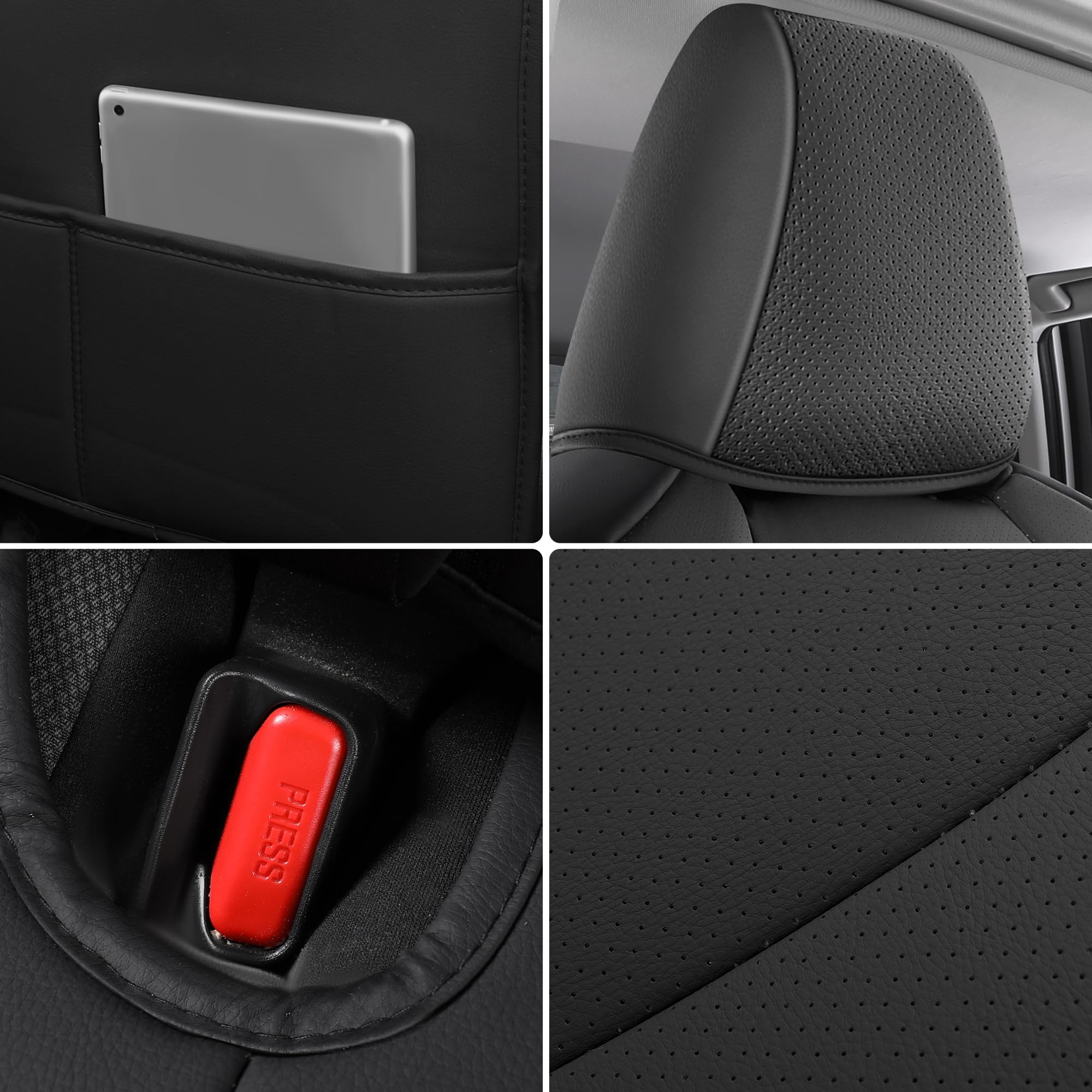 AOOG Leather Car Seat Covers Fit RAV4, Waterproof Faux Leather Seat Covers Custom Fit for Toyota RAV4 2019 2021 2022 2023 LE,XLE