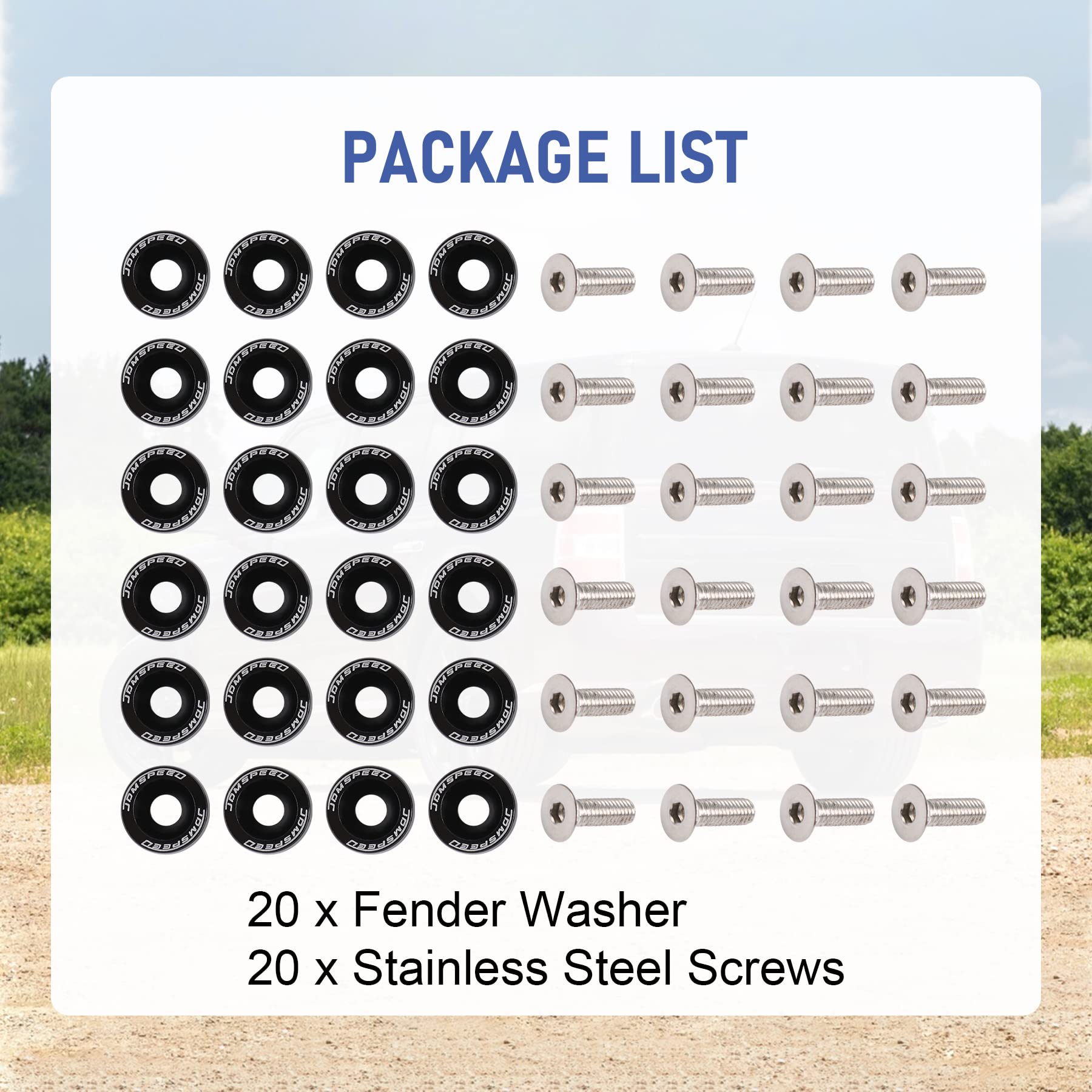 Jdmspeed 20 Pcs Black Cnc Billet Aluminum Fender Washer Engine Bay Dress Up Kit