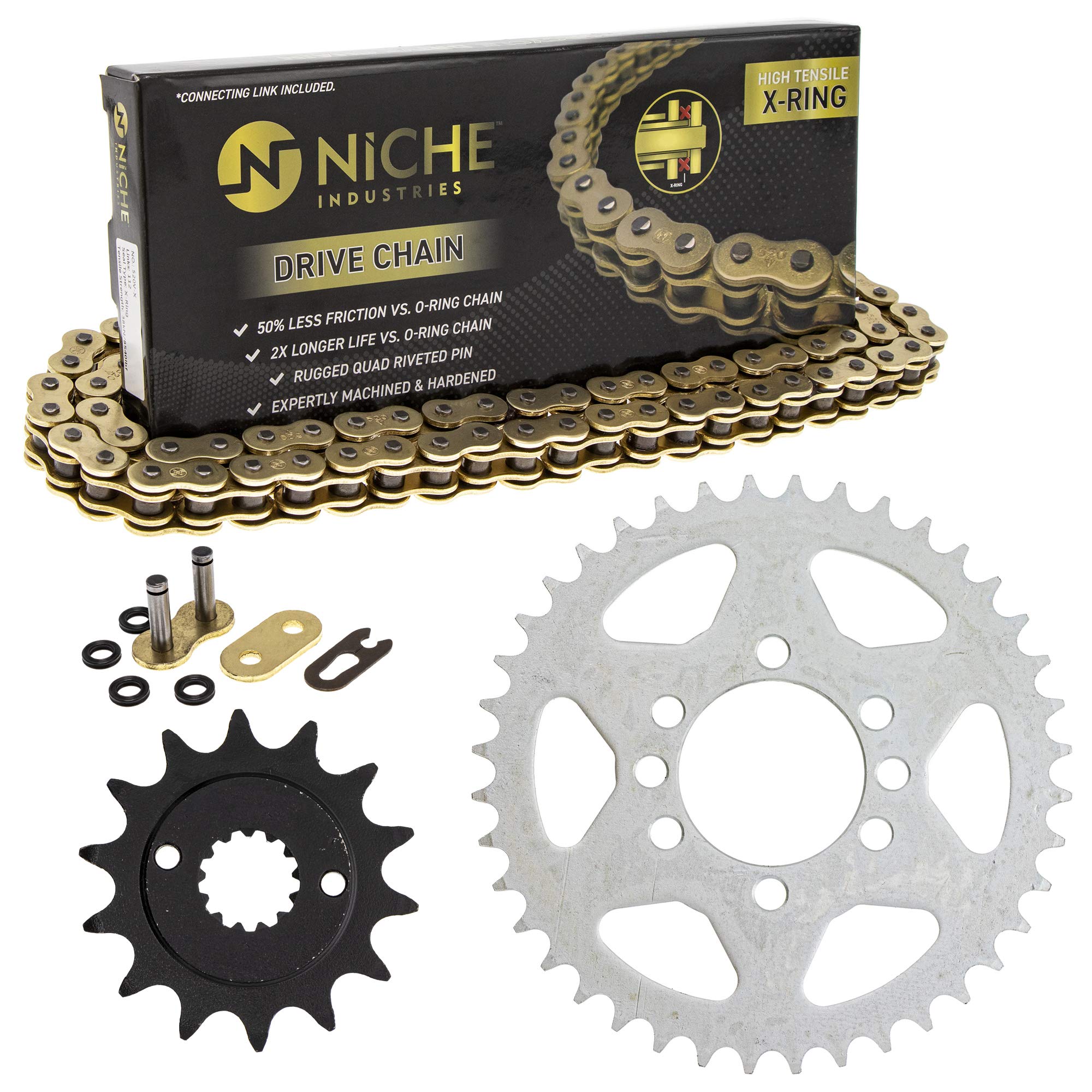 Niche Drive Sprocket Chain Combo For Suzuki Quadsport Z400 Lt-Z400 Front 14 Rear 40 Tooth 520V-X X-Ring 96 Links