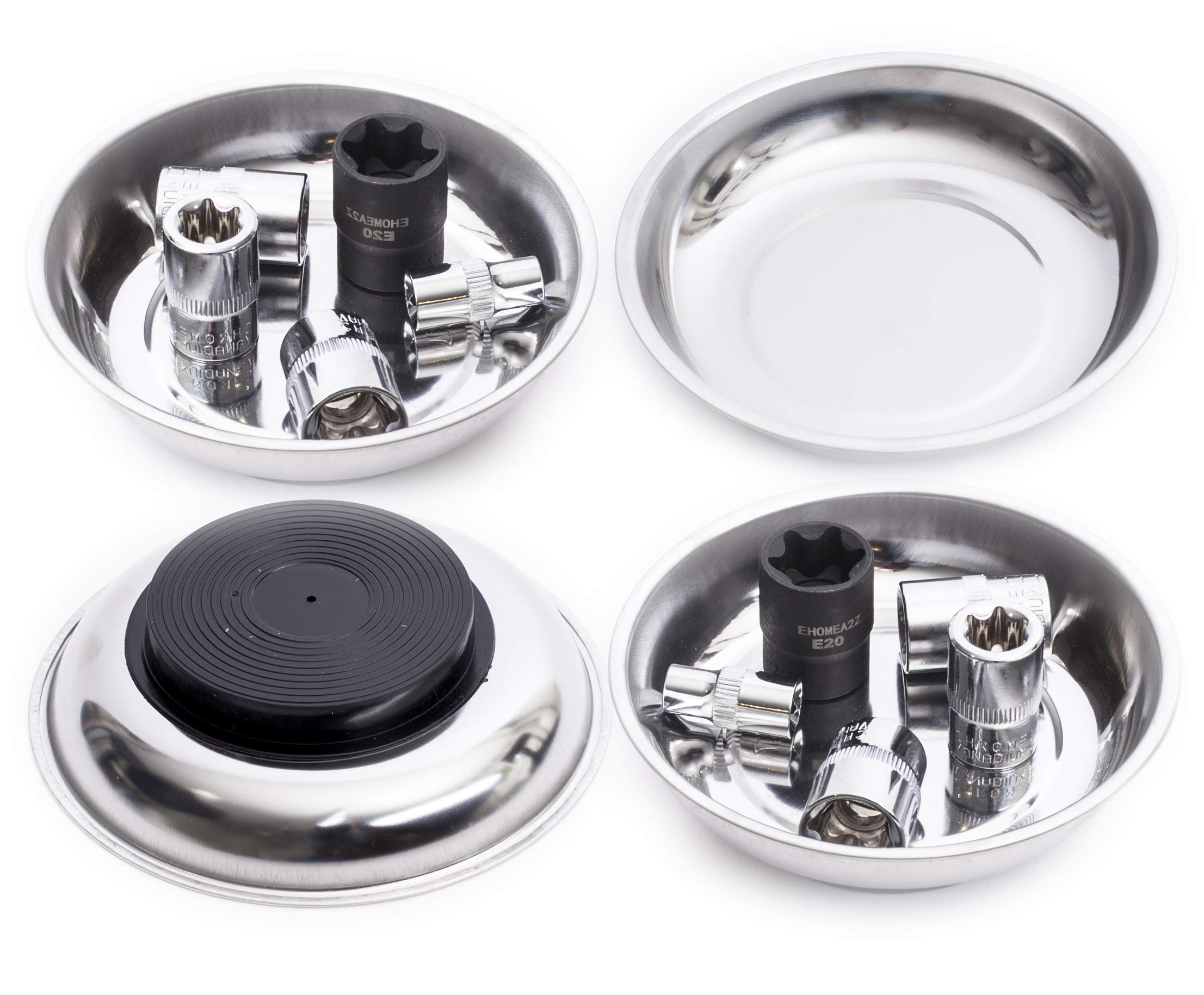 EHOMEA2Z Magnetic Bowl For Screws (4Pc),Magnetic Bowls For Holding Nuts and Bolts, Small Parts,Pins,Tools,Plate,Dish,Set,Tray,Ro